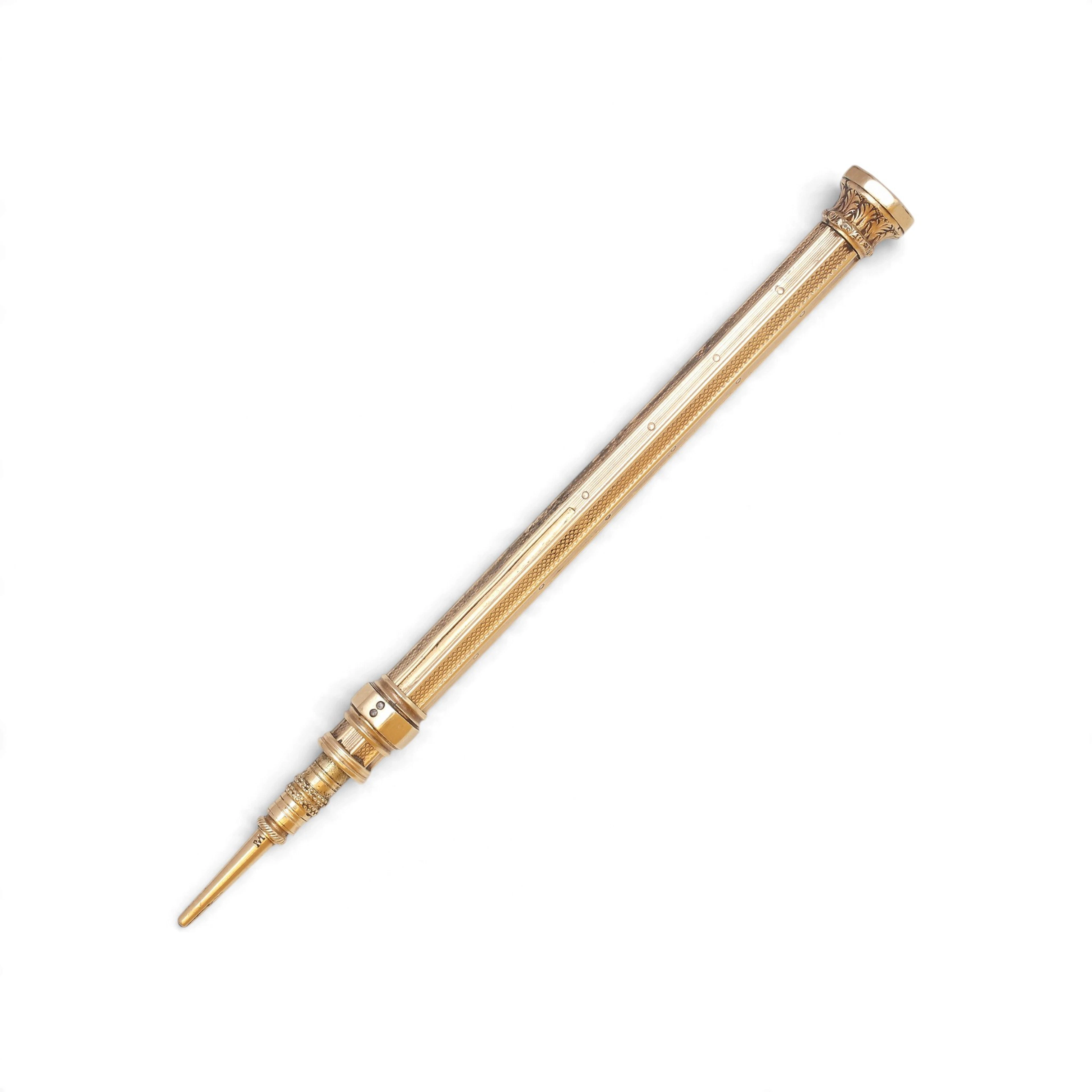 Gold mechanical pencil, mid 20th Century.