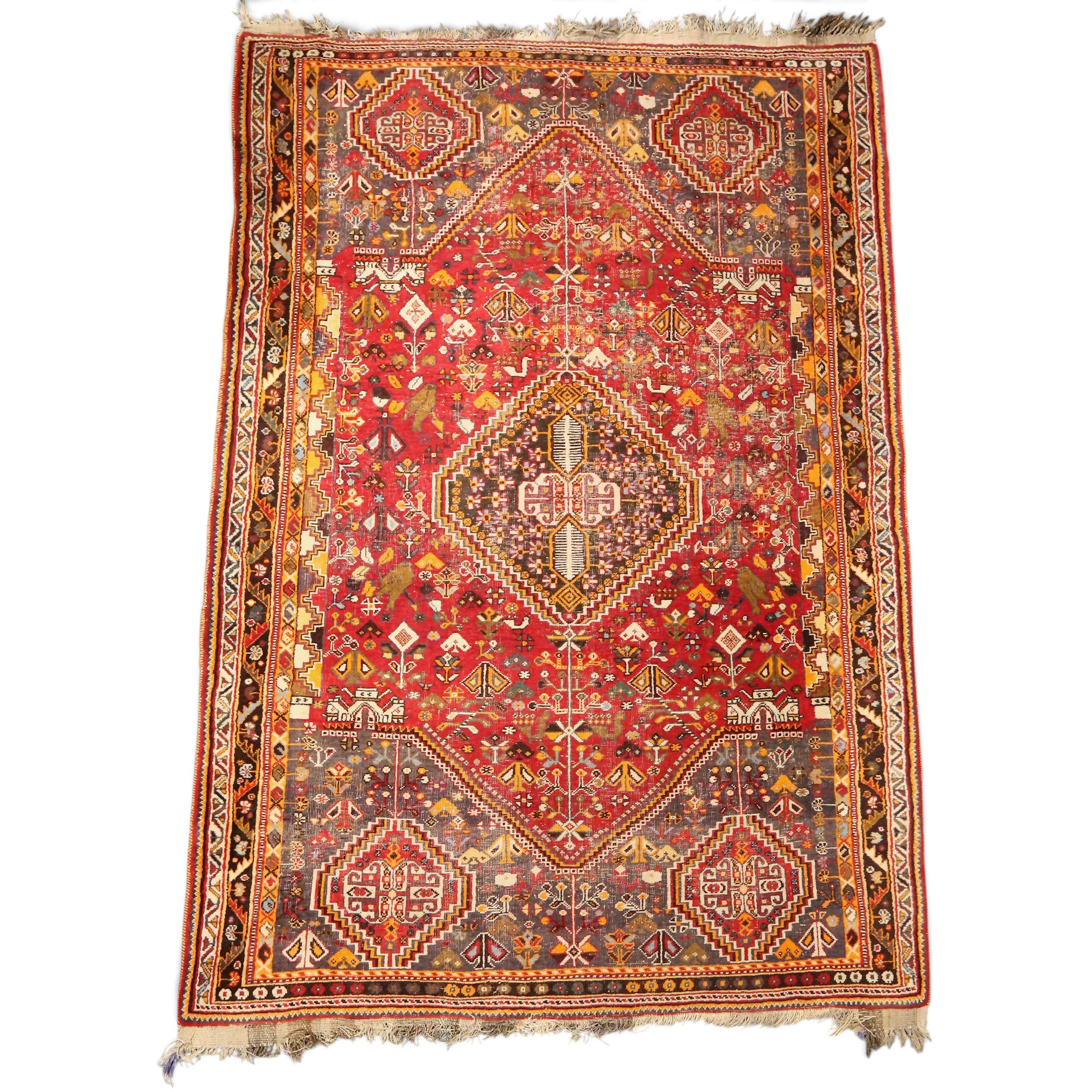 Persian wool carpet with geometric motifs, 20th Century.