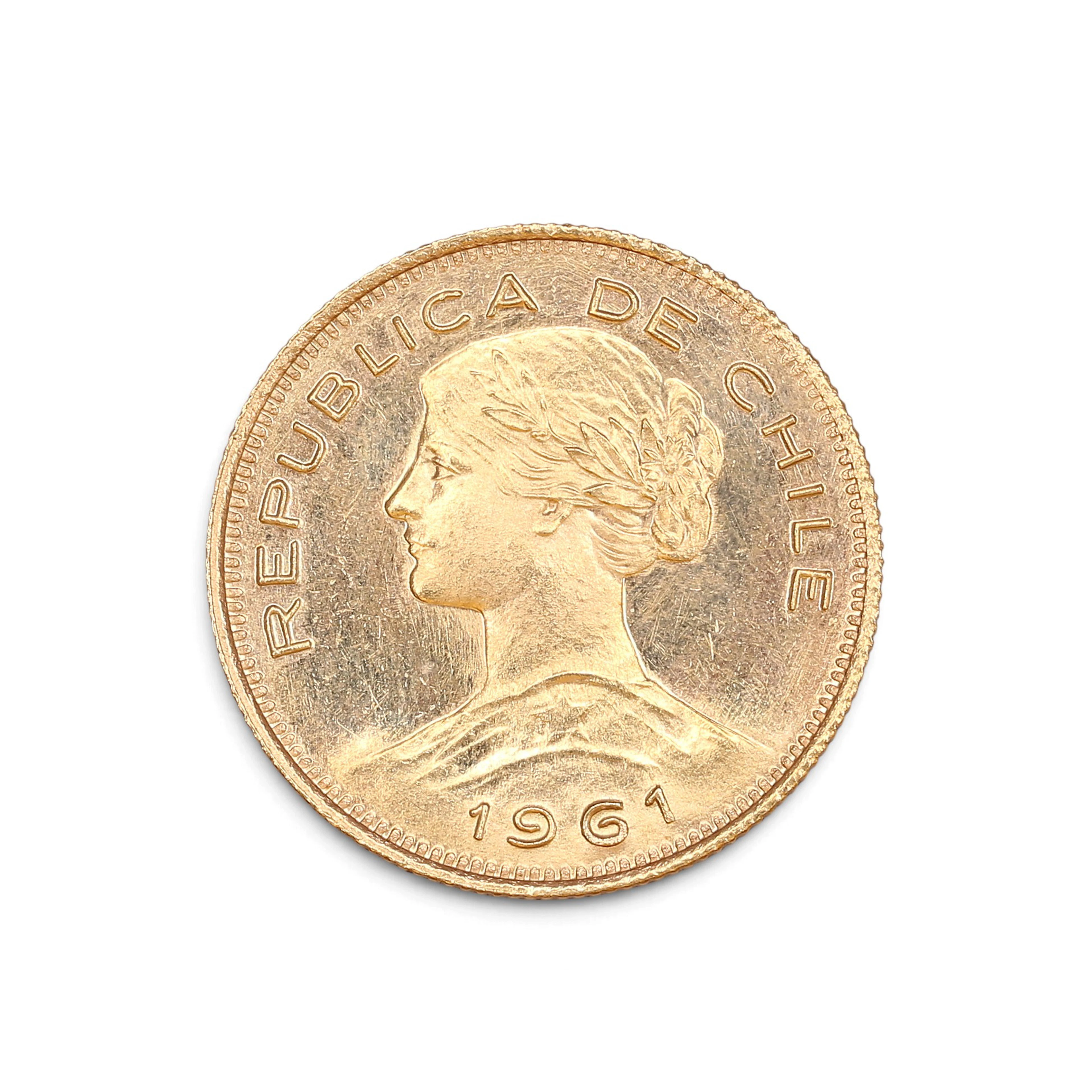 Republic of Chile gold coin, 1961.