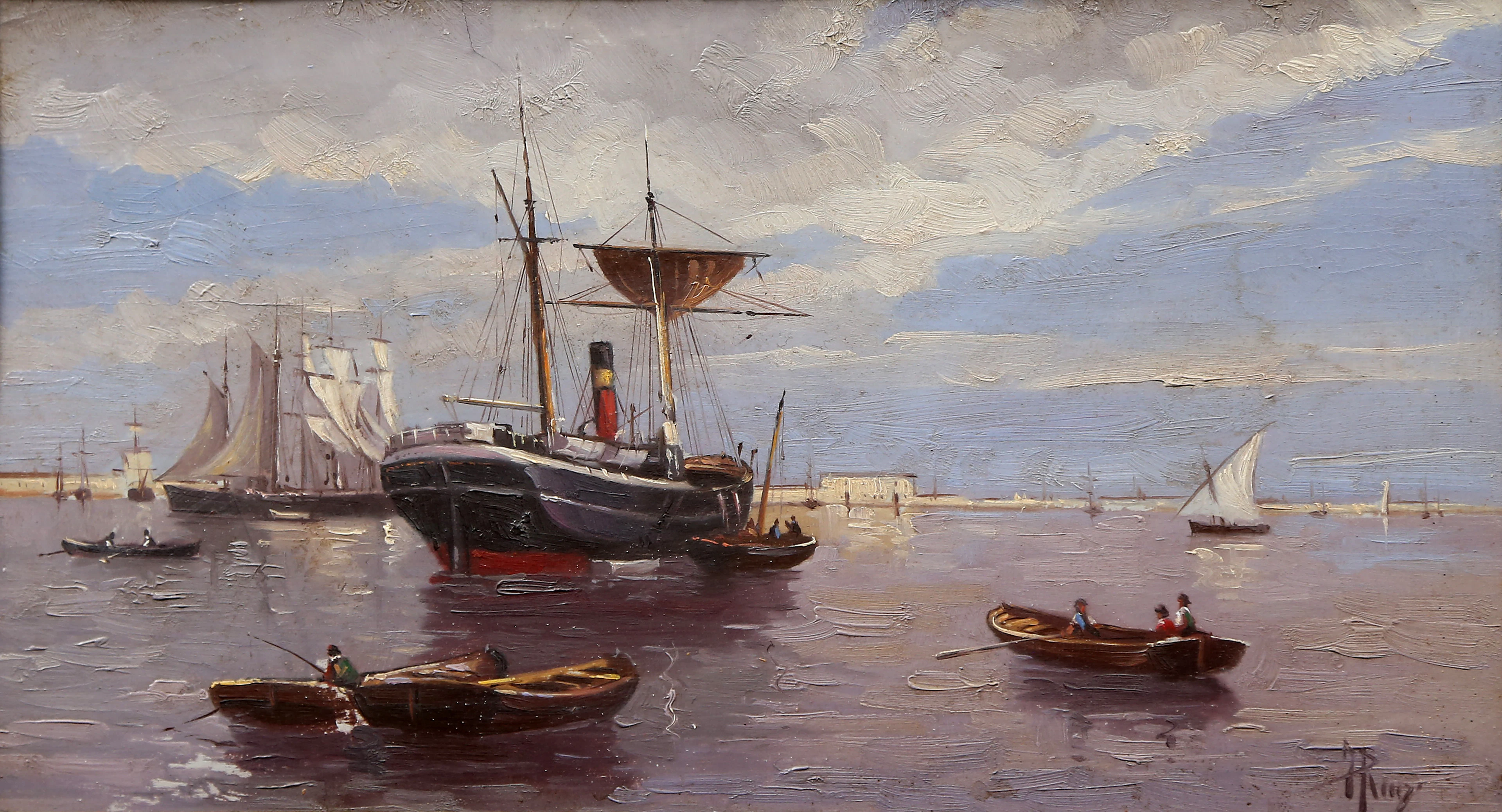 JOSÉ RUIZ BLASCO. Seascape with boats.