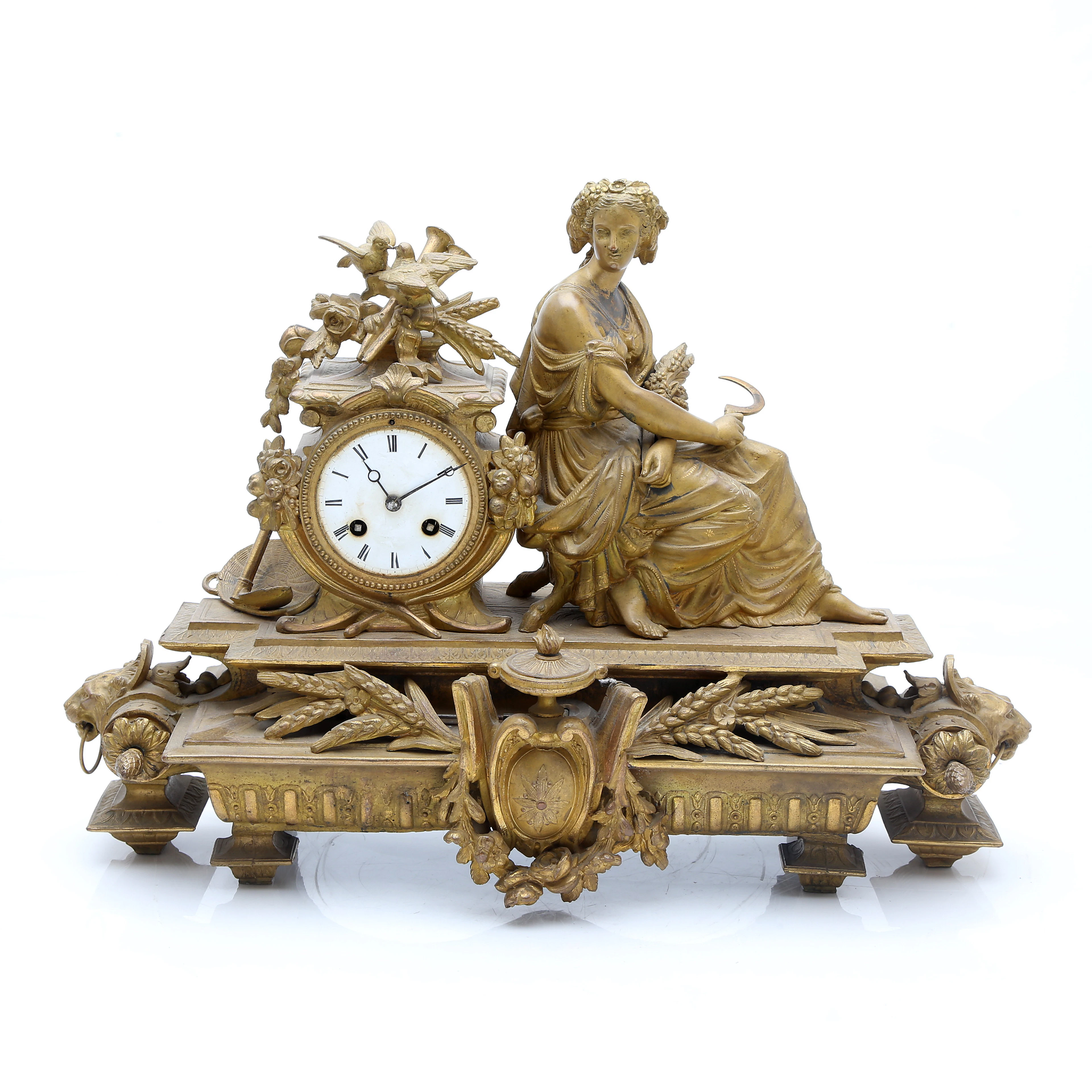Louis Philippe table clock in gilt bronze, 19th Century.