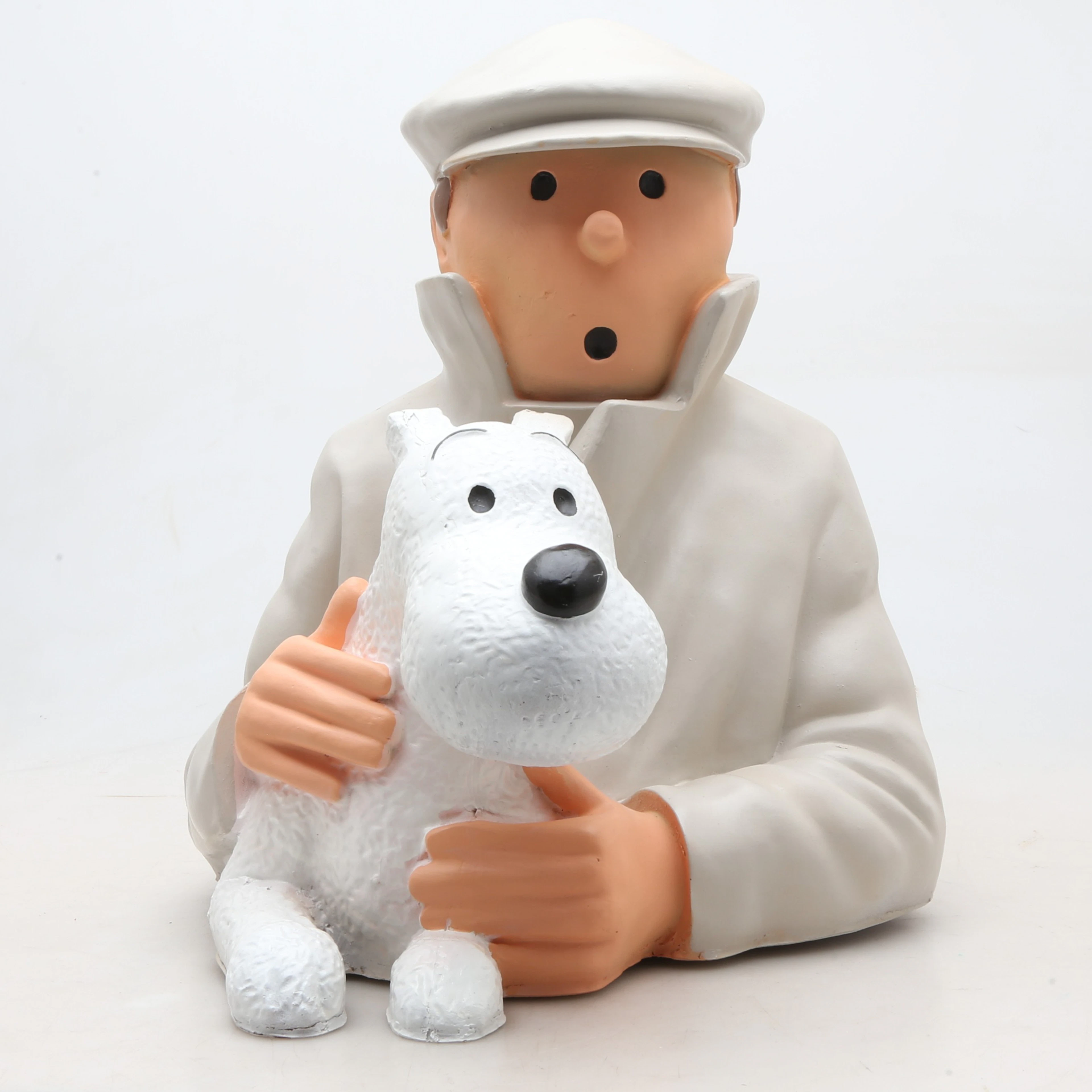 “Tintin and Milú”, polychrome polyester sculpture.