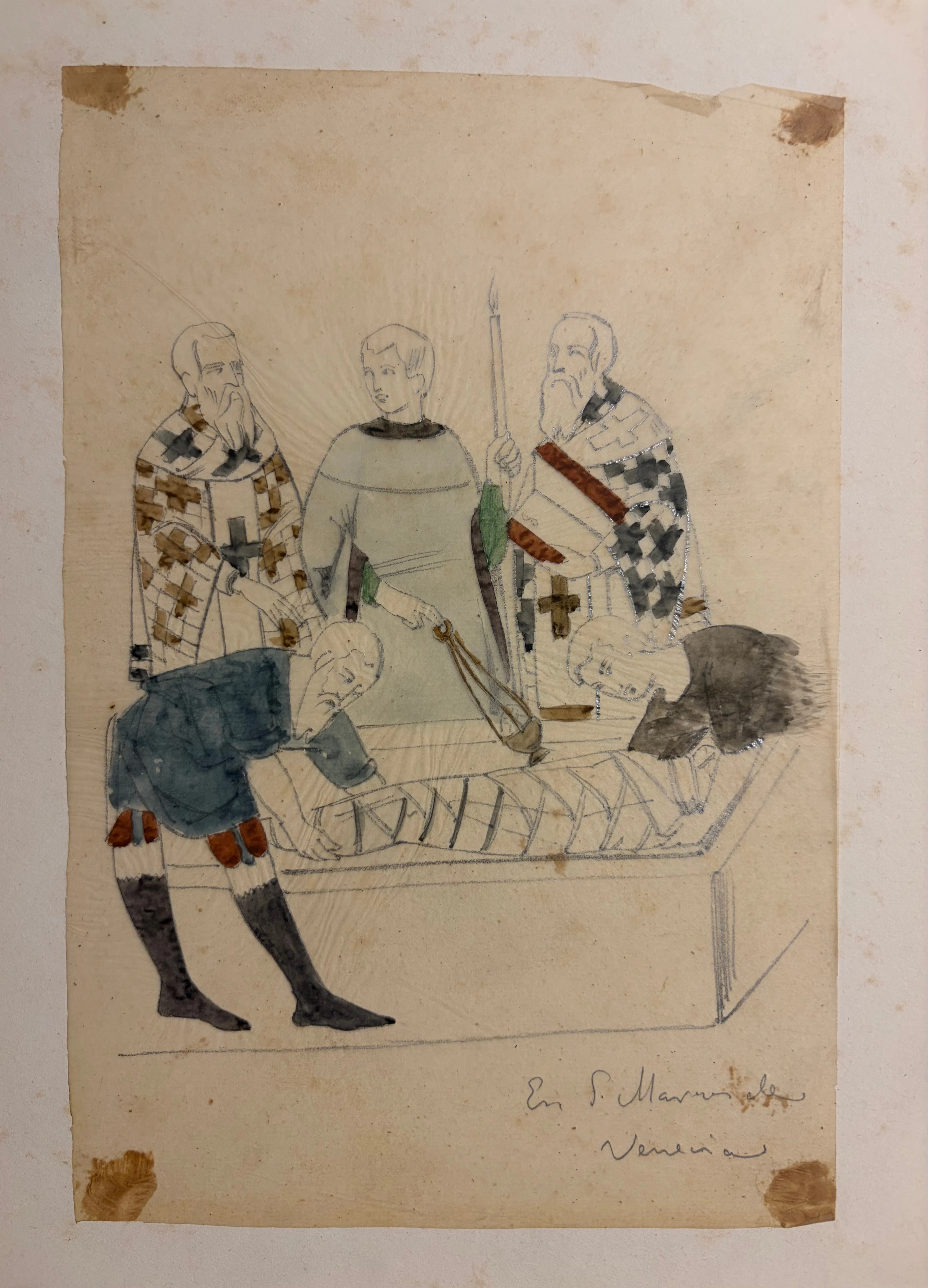 LLUÍS RIGALT FARRIOLS. Album of drawings with medieval themes.
