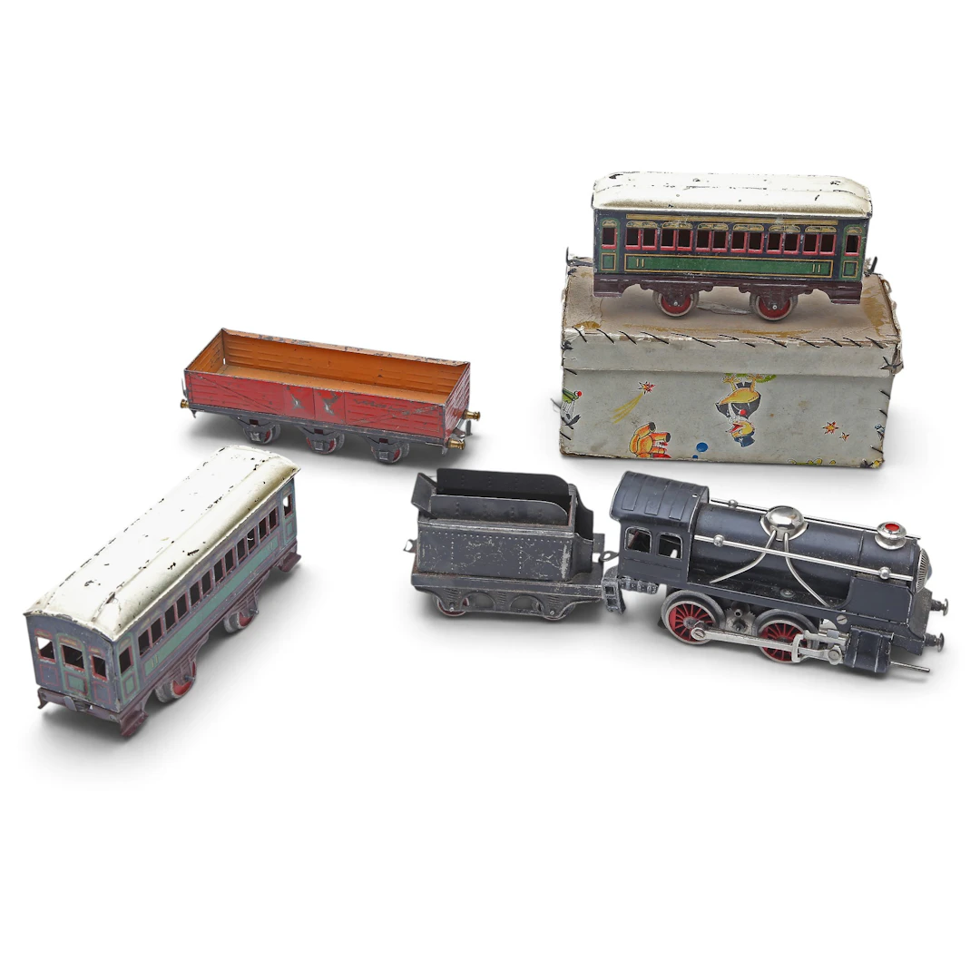 Payá toy train in painted metal, circa 1950-1960.
