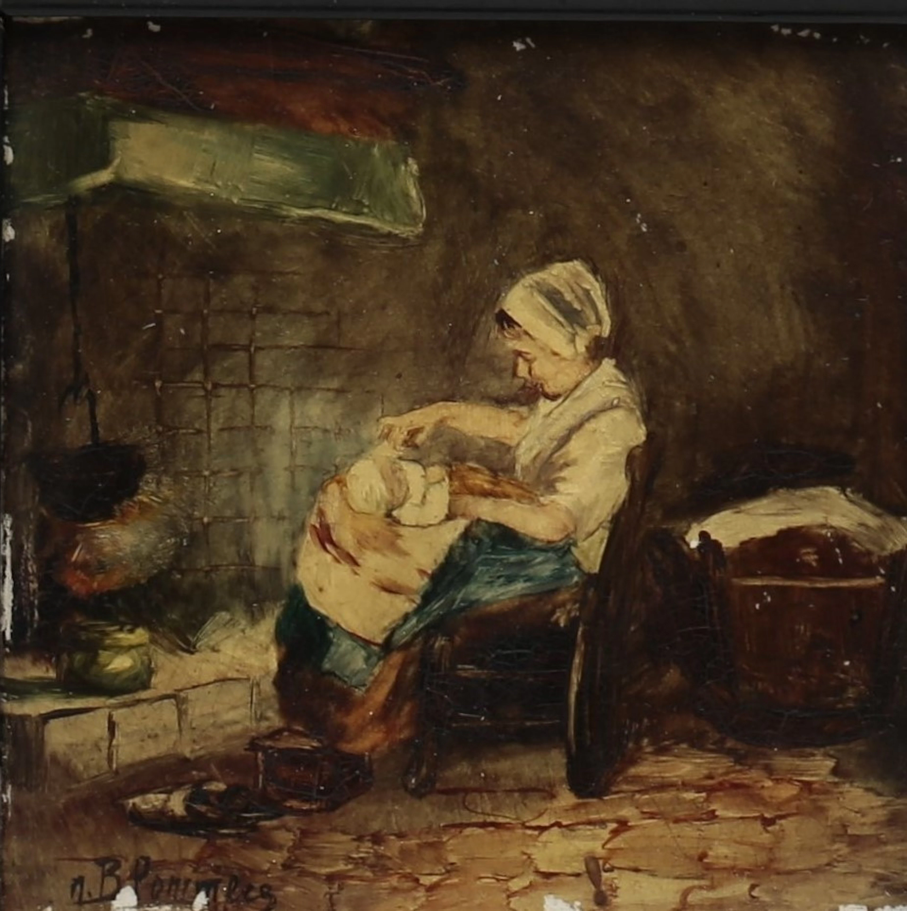 ENGLISH SCHOOL, 19TH CENTURY. Interior scene.