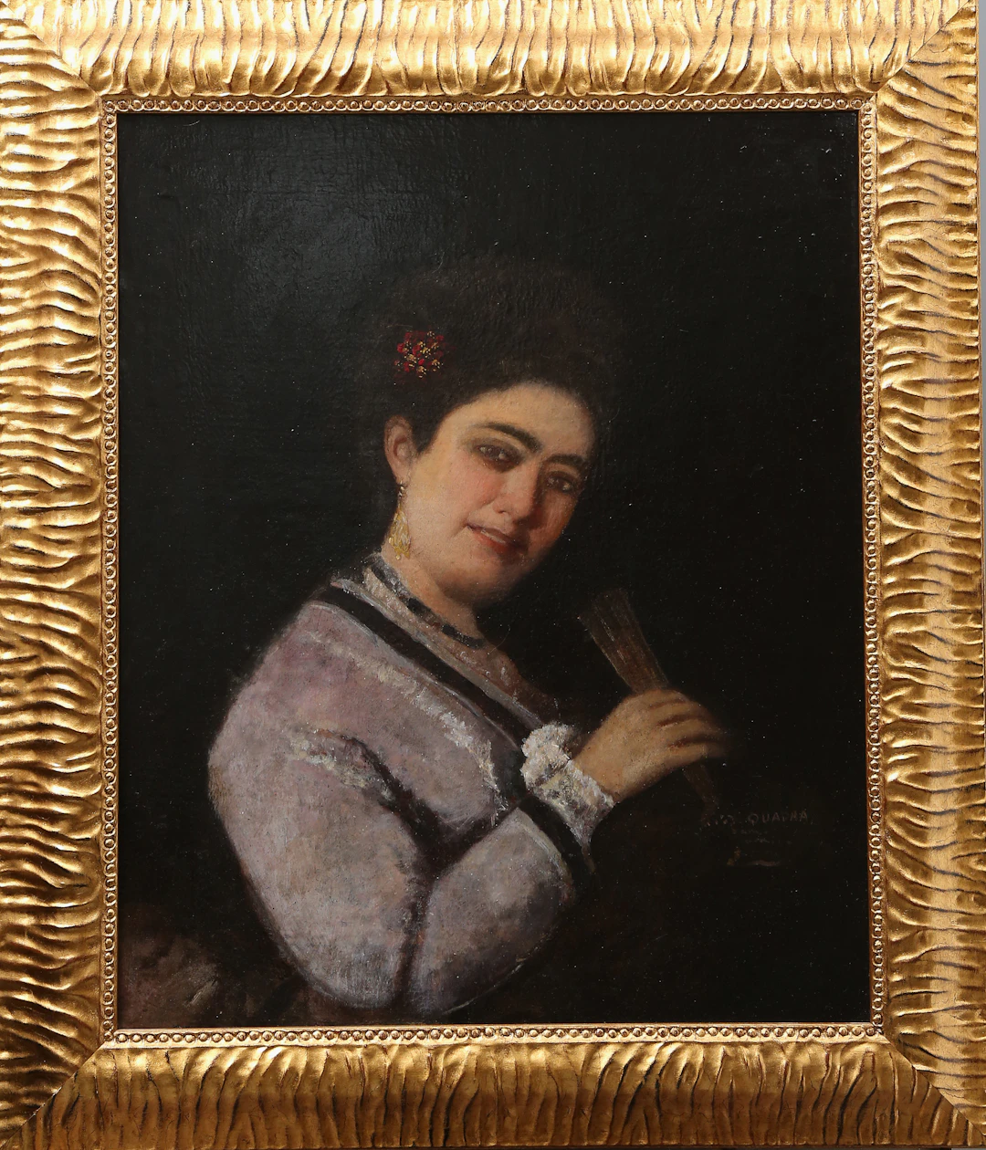 MANUEL DE LA CUADRA. Girl with a fan.