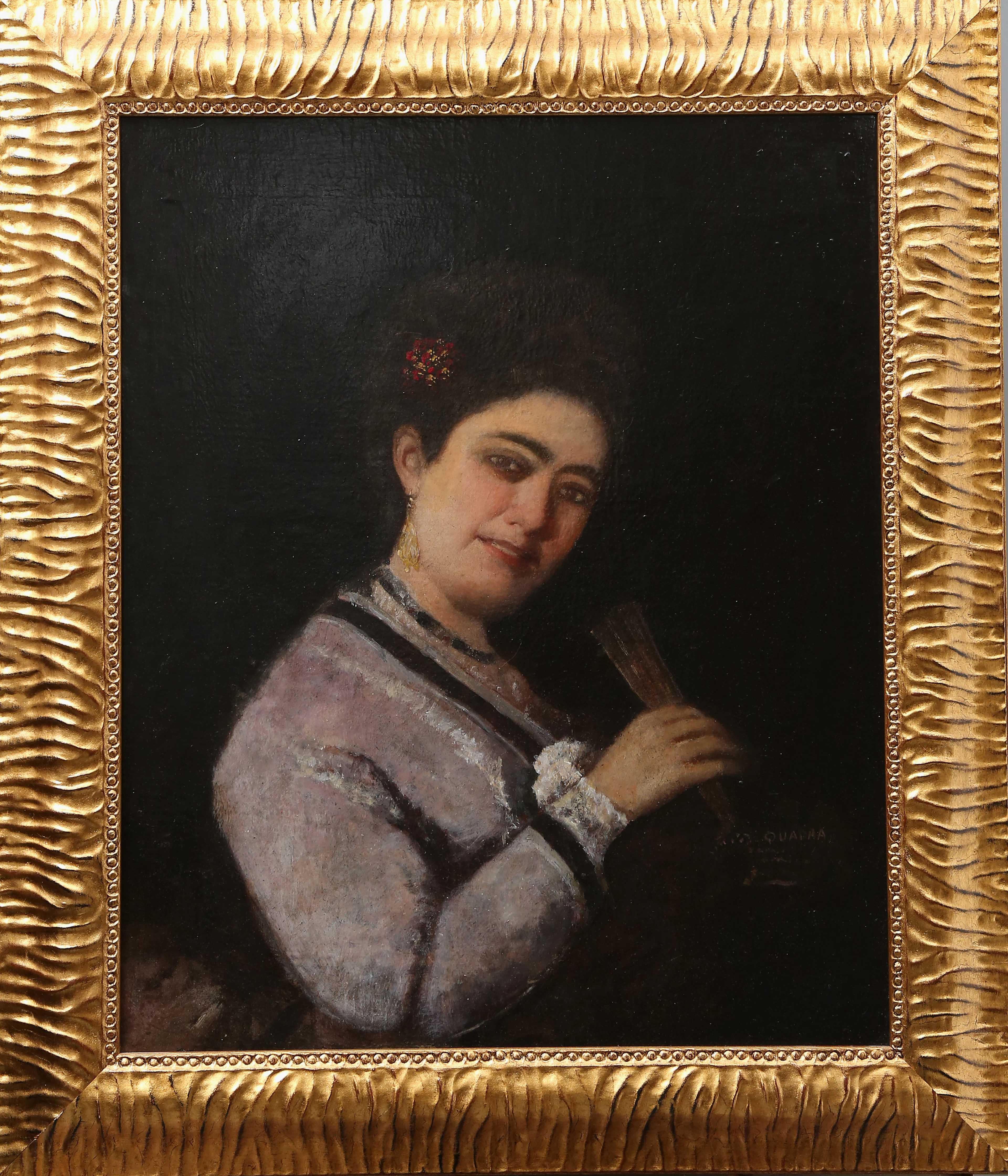MANUEL DE LA CUADRA. Girl with a fan.