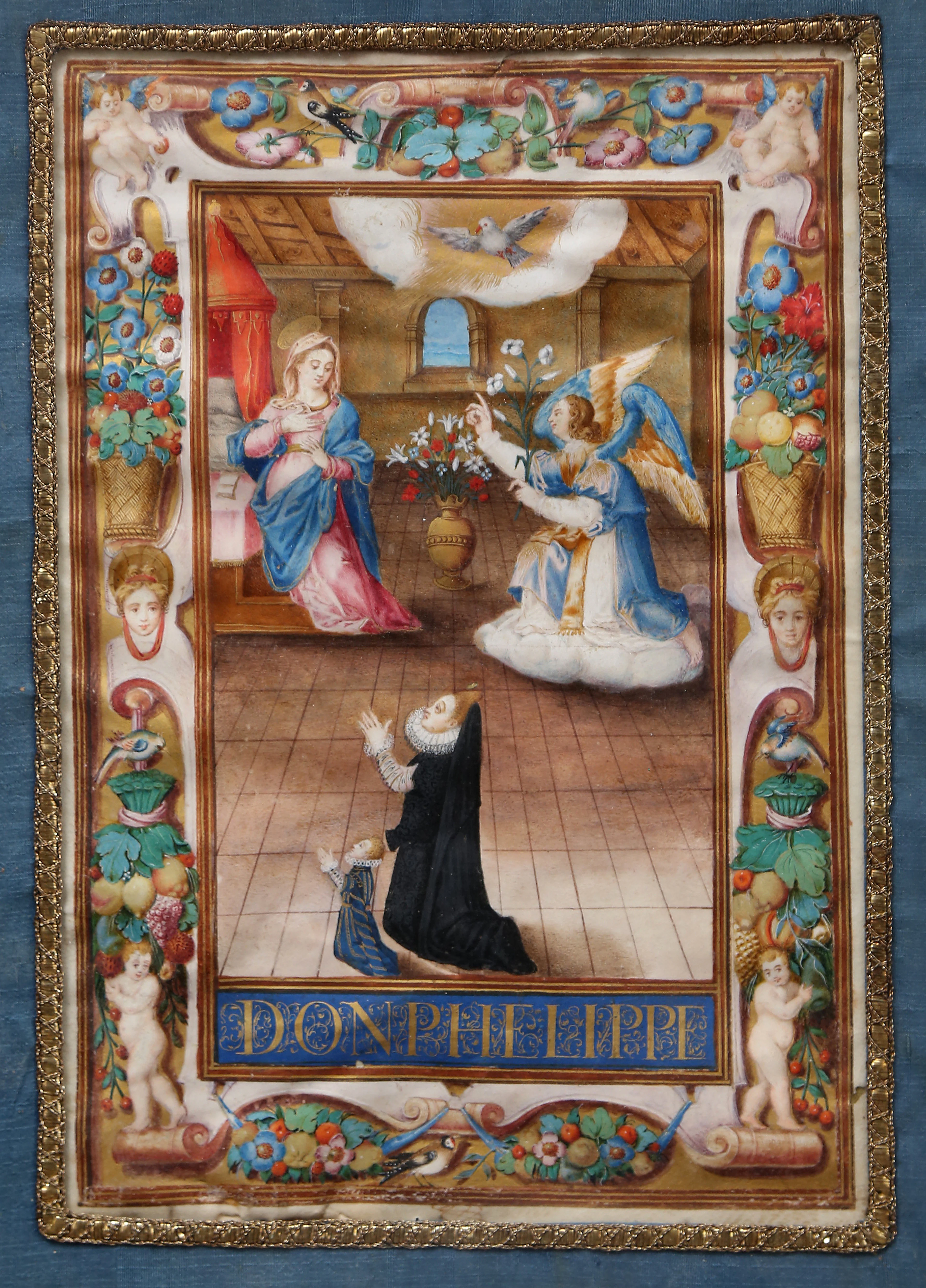 SPANISH SCHOOL, LATE 16TH CENTURY. Annunciation with a donor lady