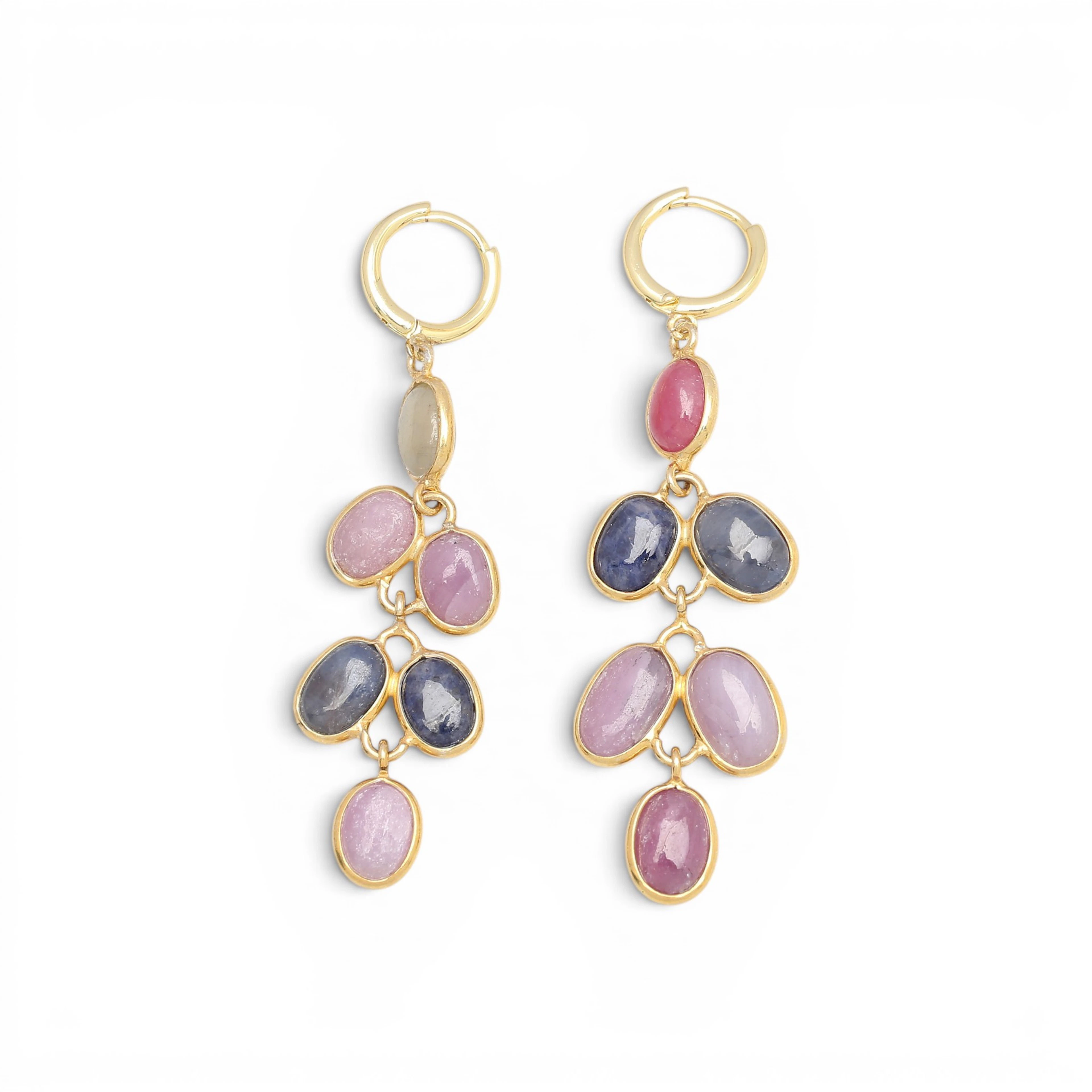 Coloured sapphires long earrings.