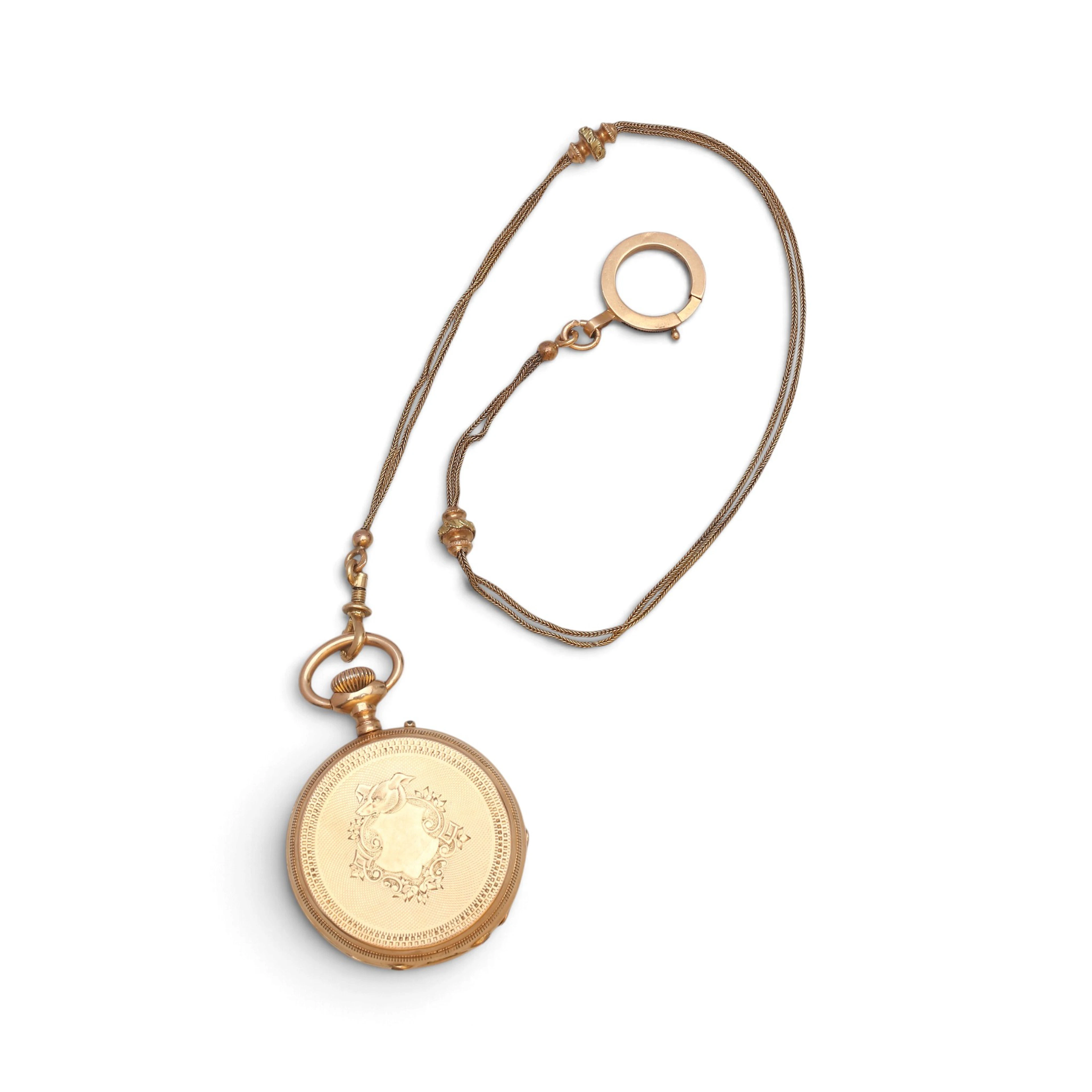 SWISS Ulysse Jequier gold pocket watch, late 19th century.