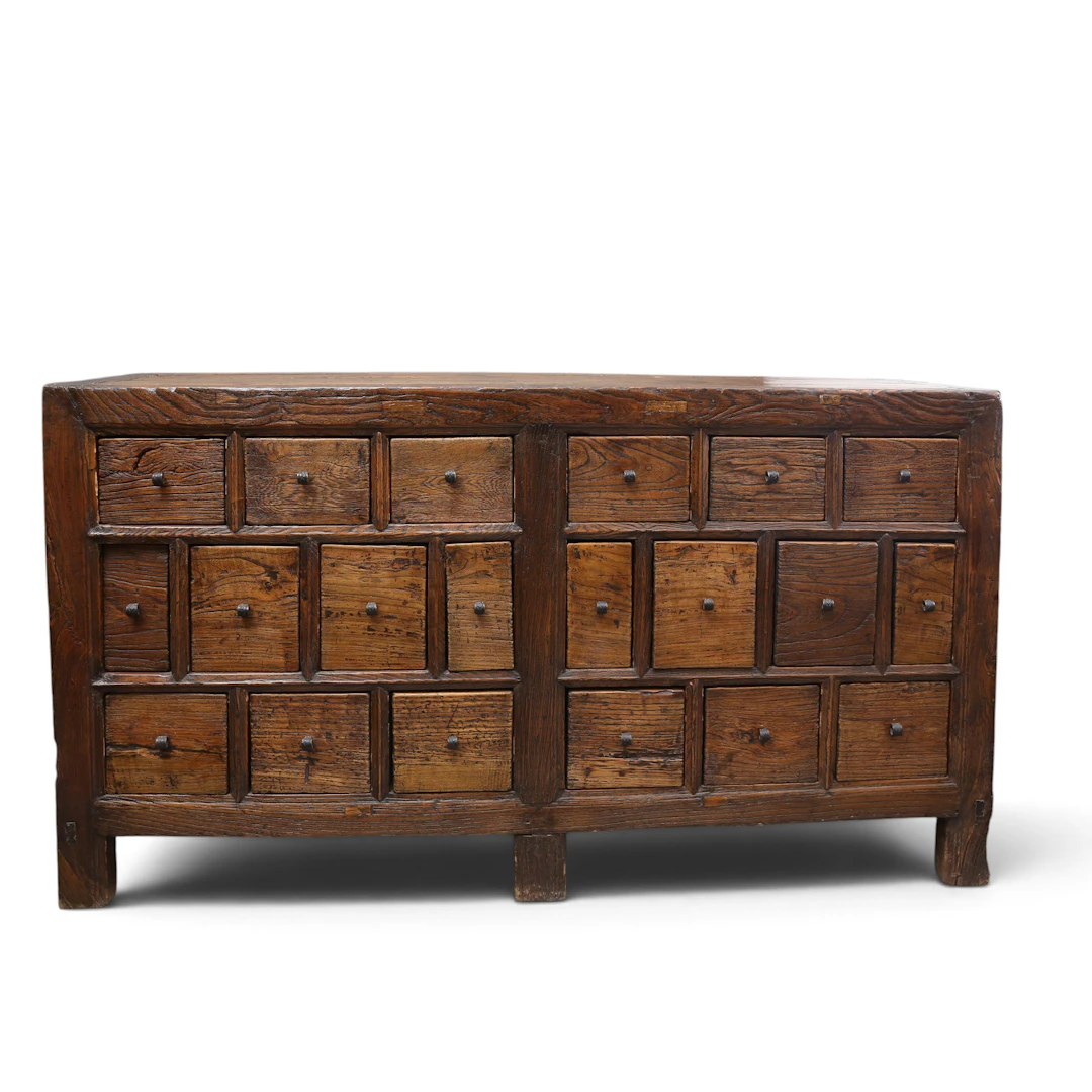 CHINESE apothecary chest in ash wood, first third of the 20th century.
