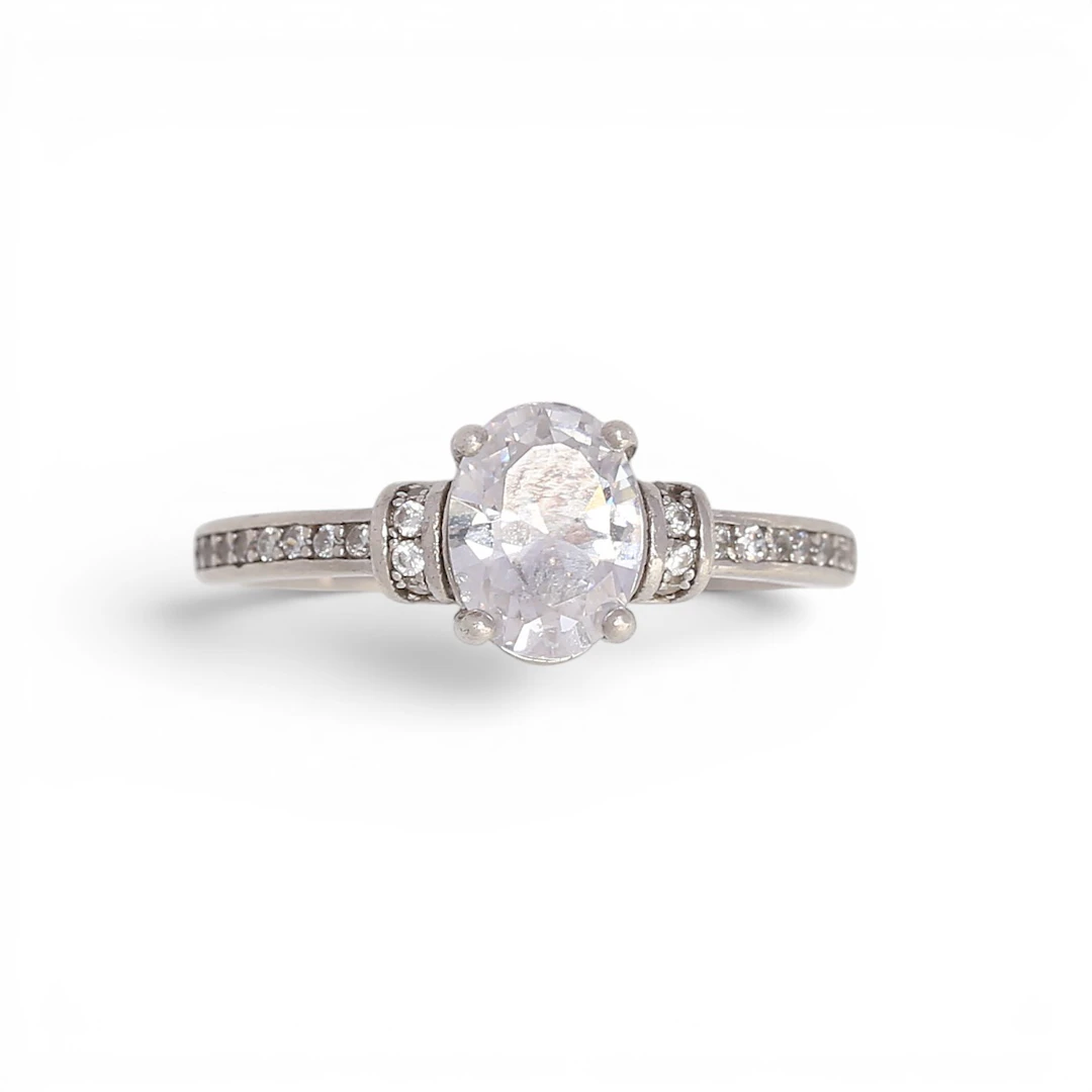 Zircons solitaire ring.
