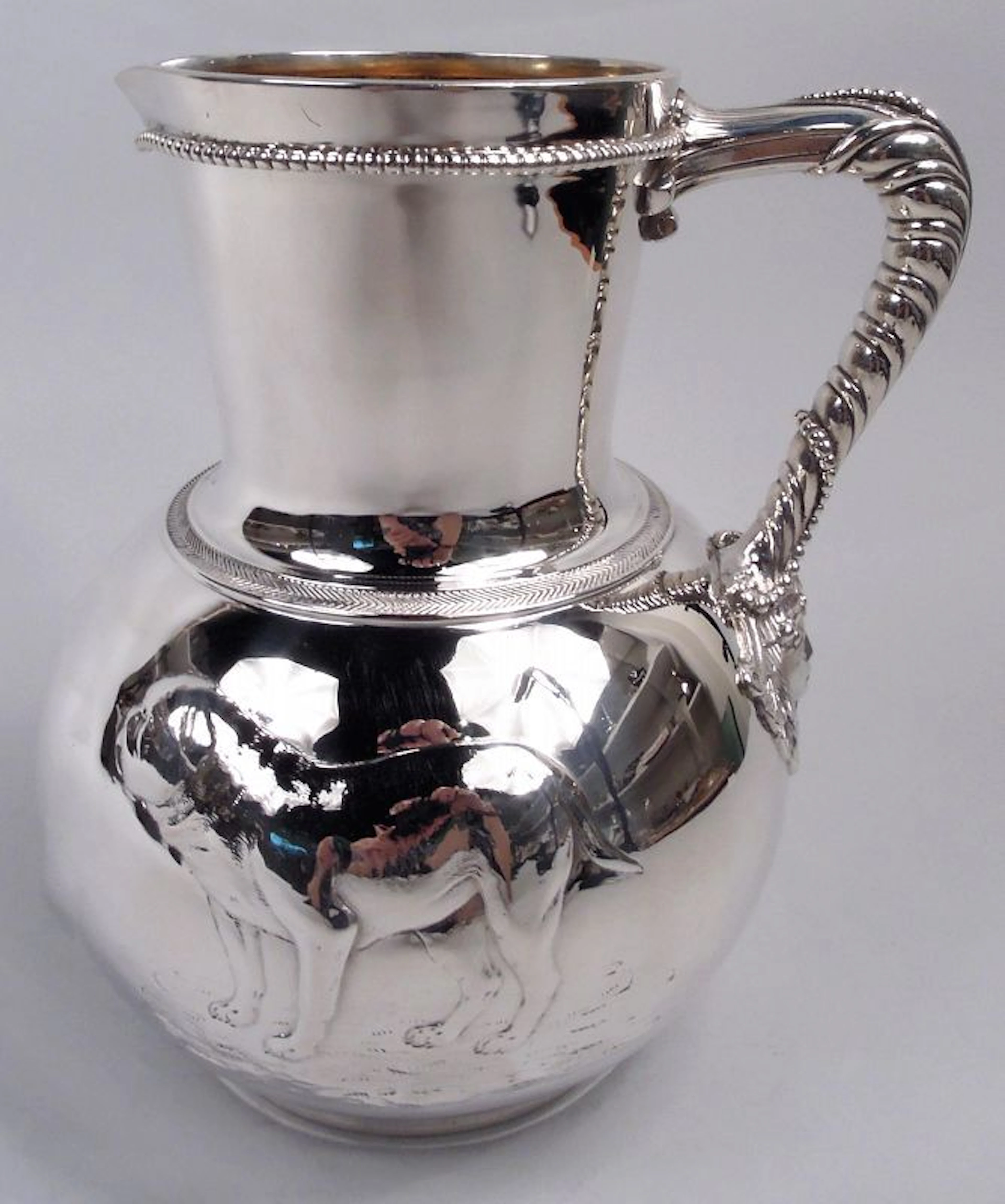Elkington Victorian Classical Sterling Silver Bulldog Water Pitcher