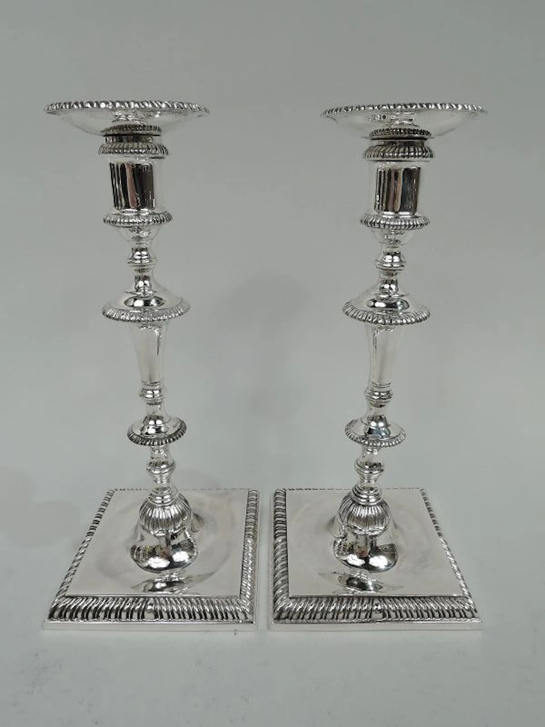 Traditional Georgian-Style Sterling Silver Candlesticks