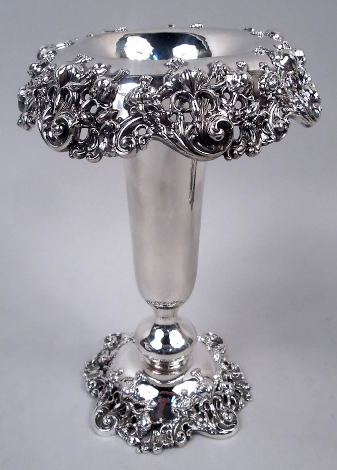 Antique American Edwardian Classical Sterling Silver 8-Inch Vase