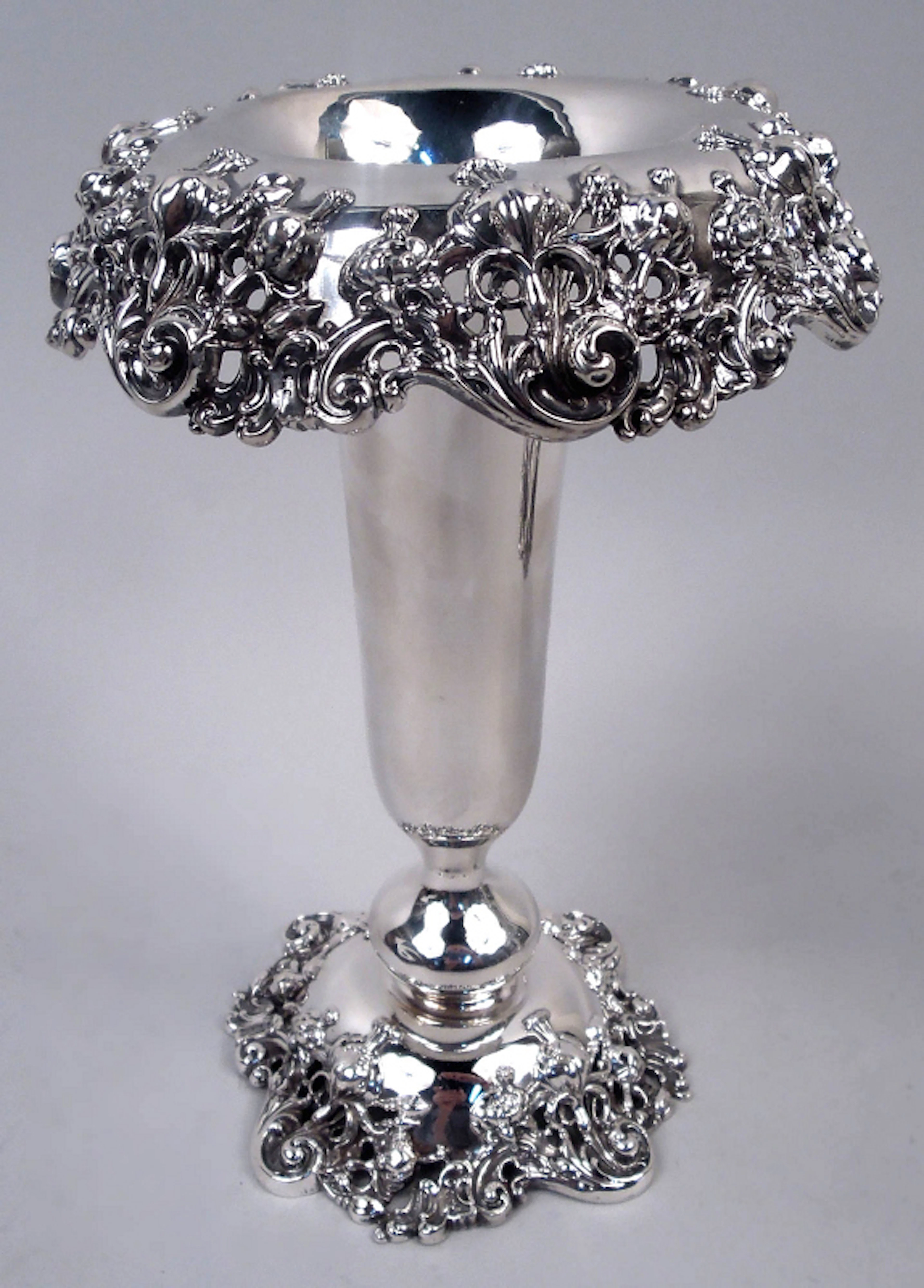 Antique American Edwardian Classical Sterling Silver 8-Inch Vase