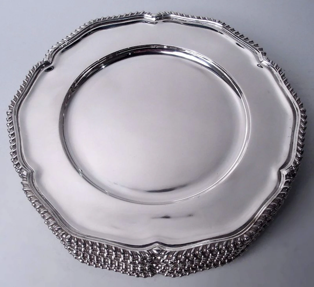 Set of 12 Traditional Georgian Hand Made Sterling Silver Dinner Plates