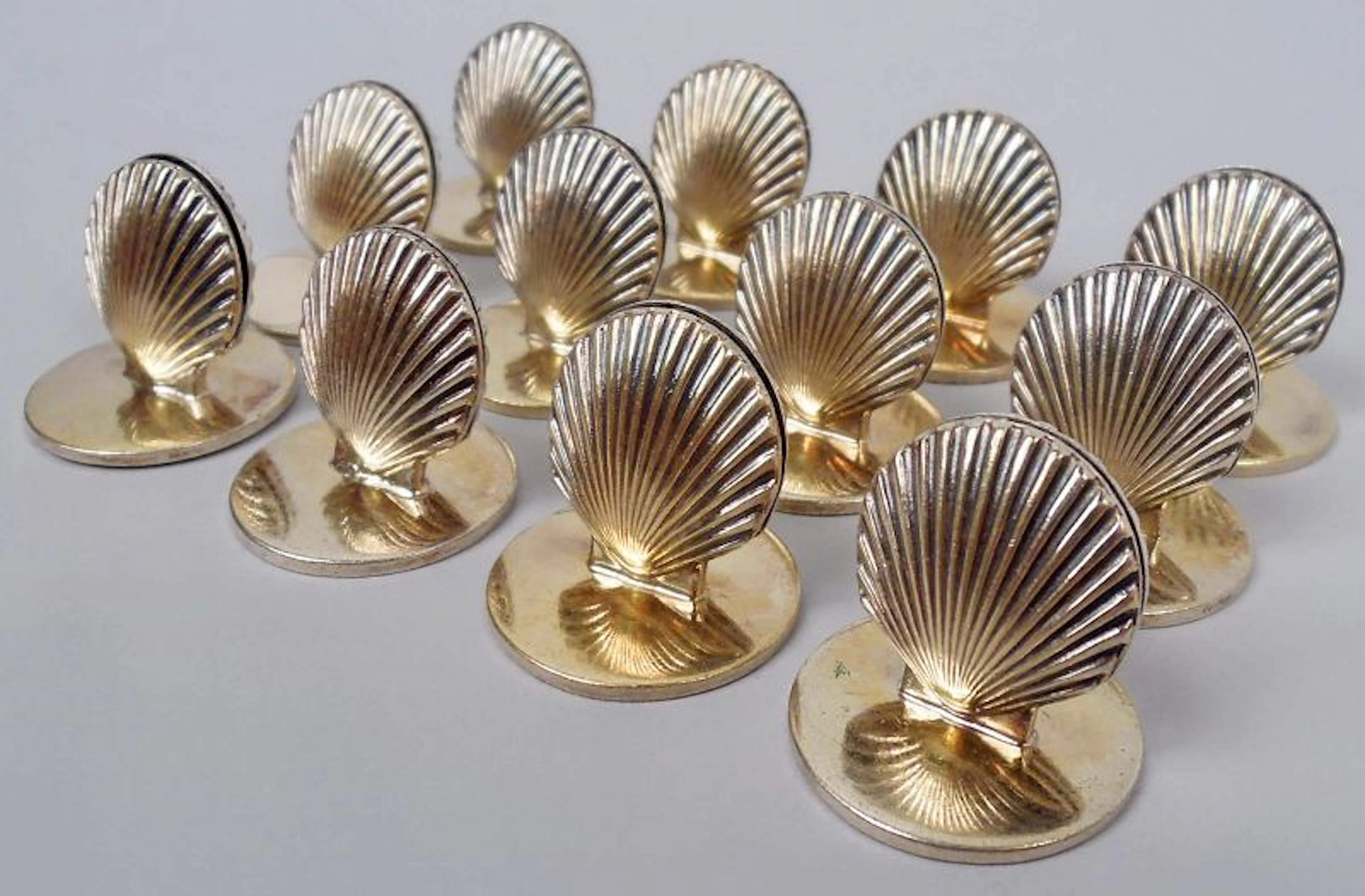 12 Tiffany Midcentury Classical Scallop Shell Place Card Holders