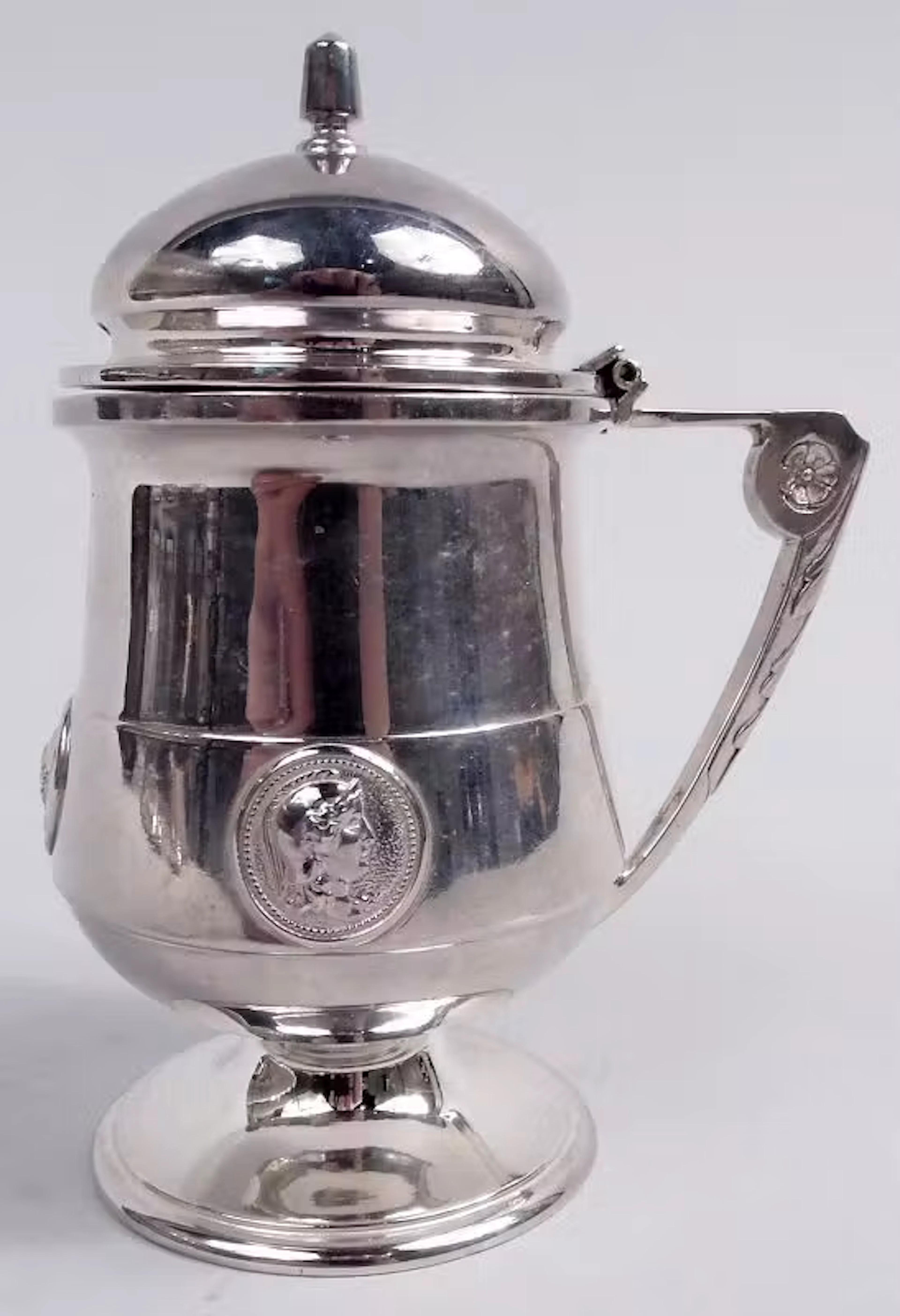 Antique Gorham Medallion Coin Silver Mustard Pot
