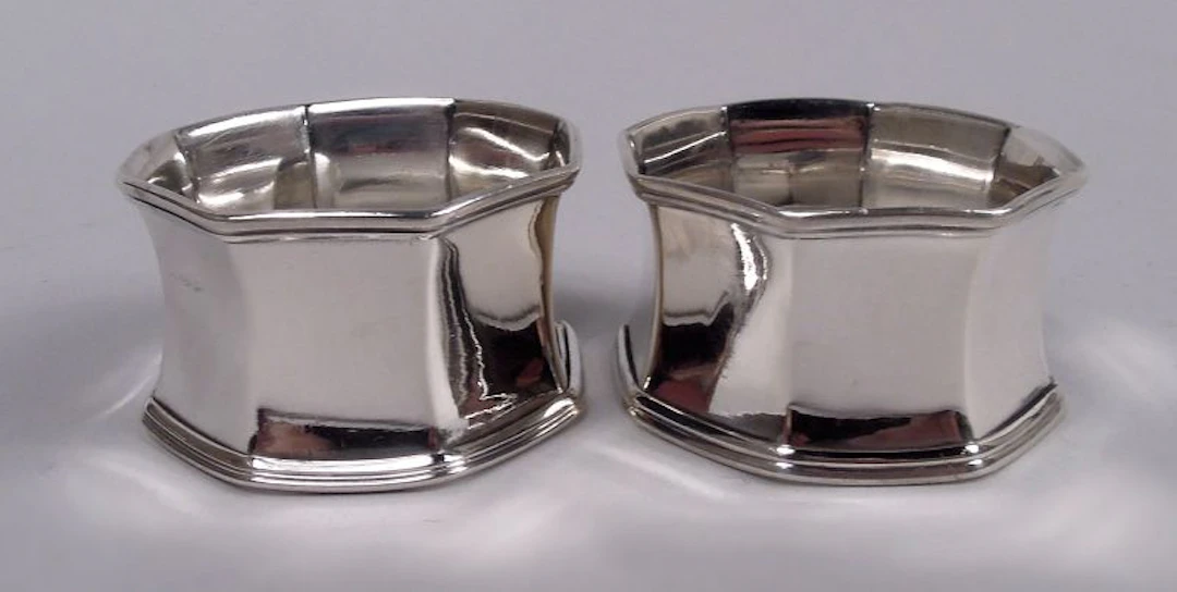 Pair of American Art Deco Sterling Silver Napkin Rings