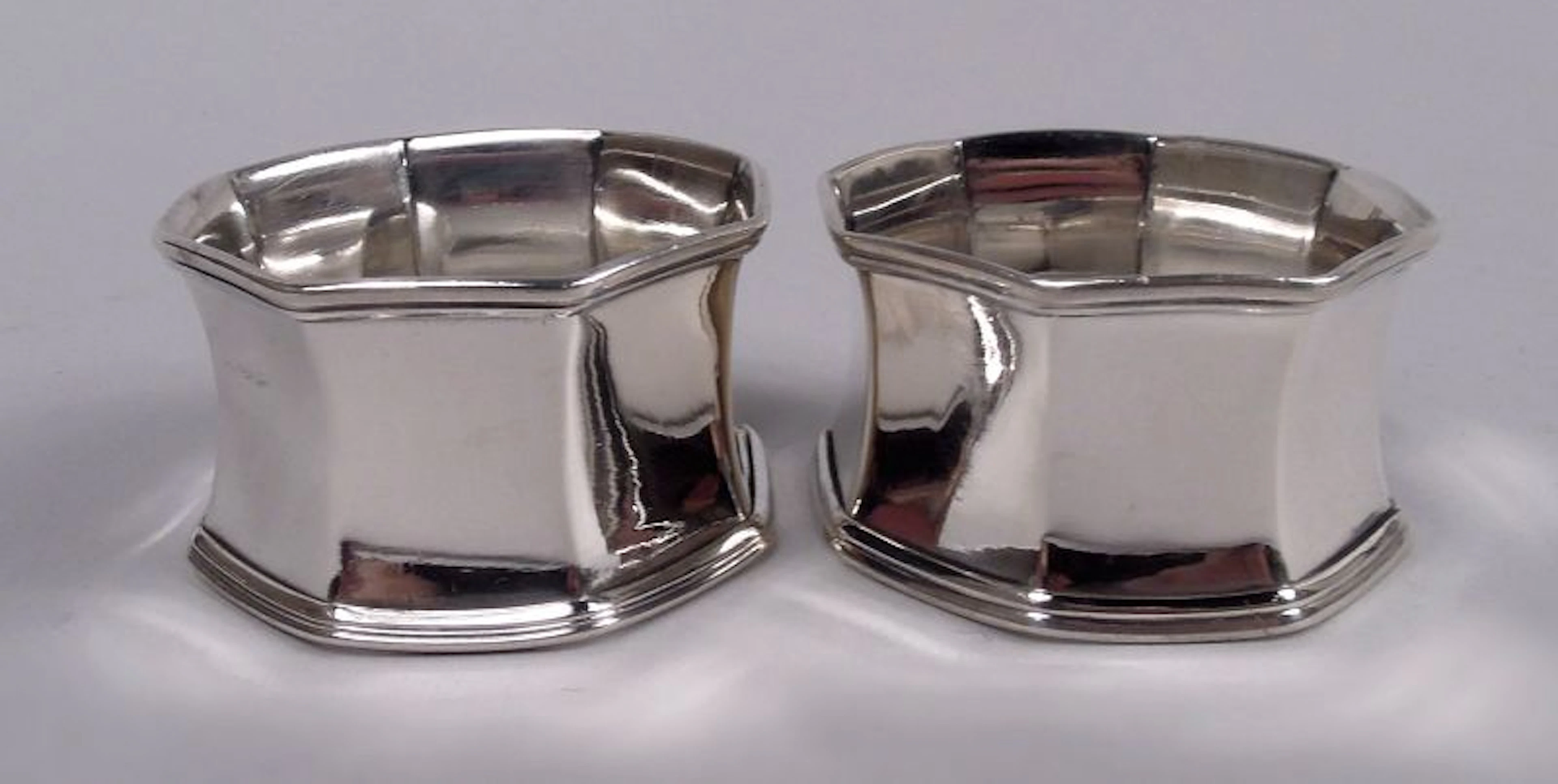 Pair of American Art Deco Sterling Silver Napkin Rings