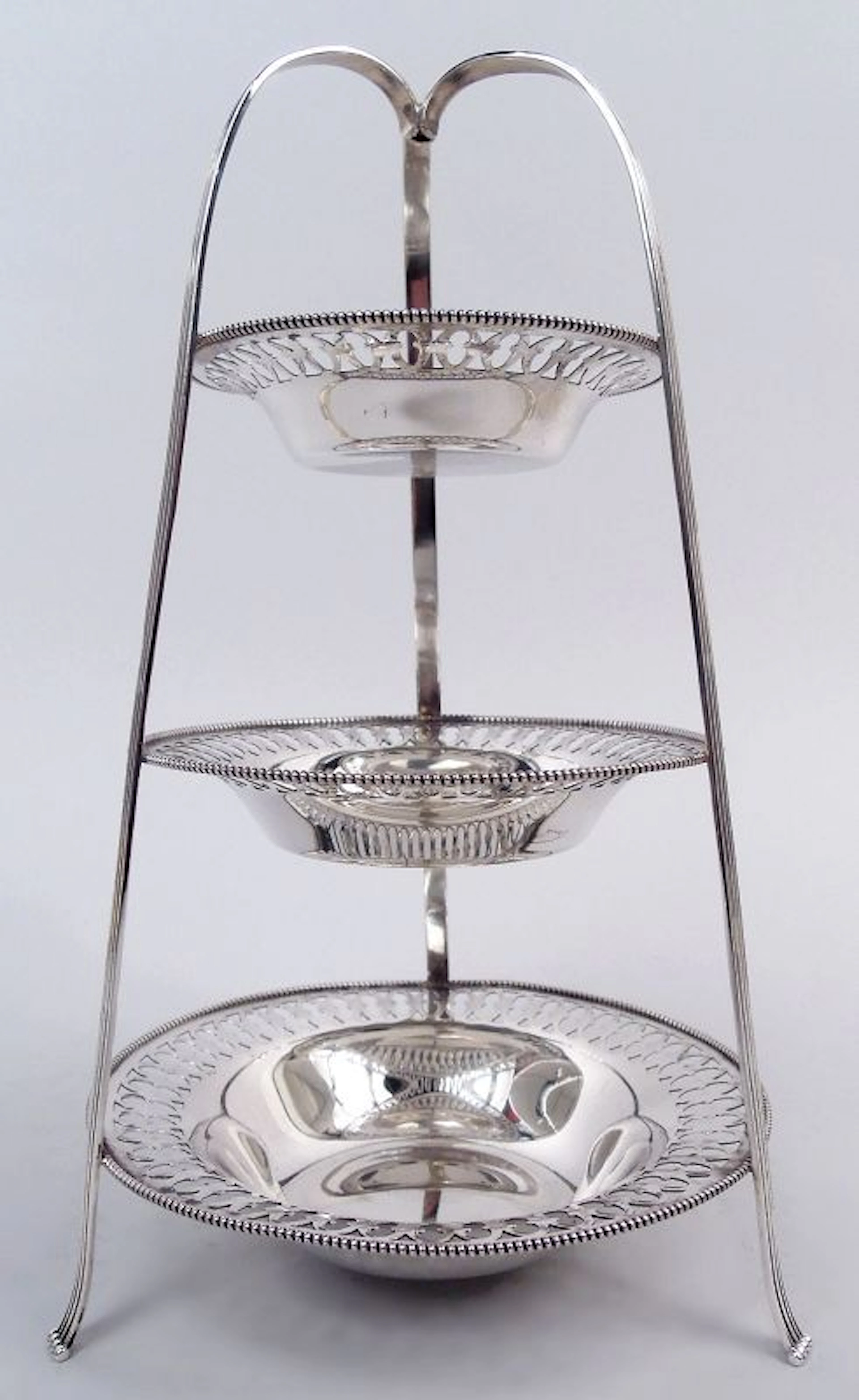 American Edwardian Classical Sterling Silver Tiered Candy Stand