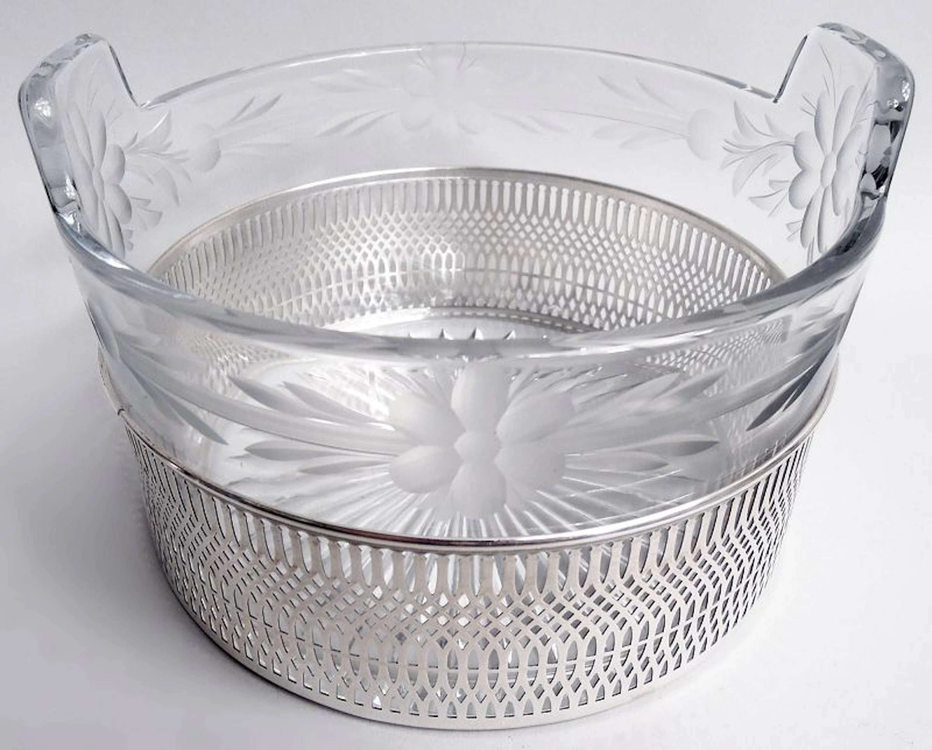 American Edwardian Classical Sterling Silver & Glass Ice Bucket