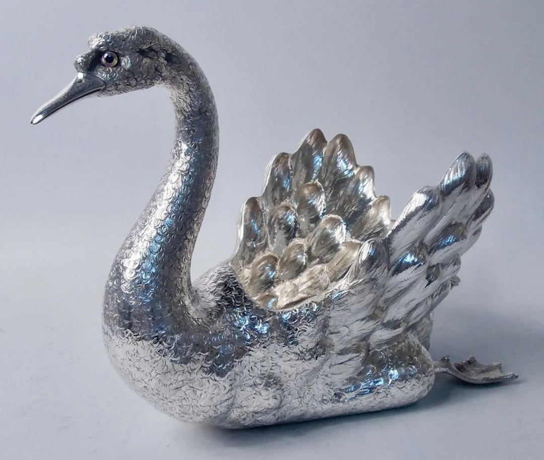 Mario Buccellati Sterling Silver Centerpiece Swan