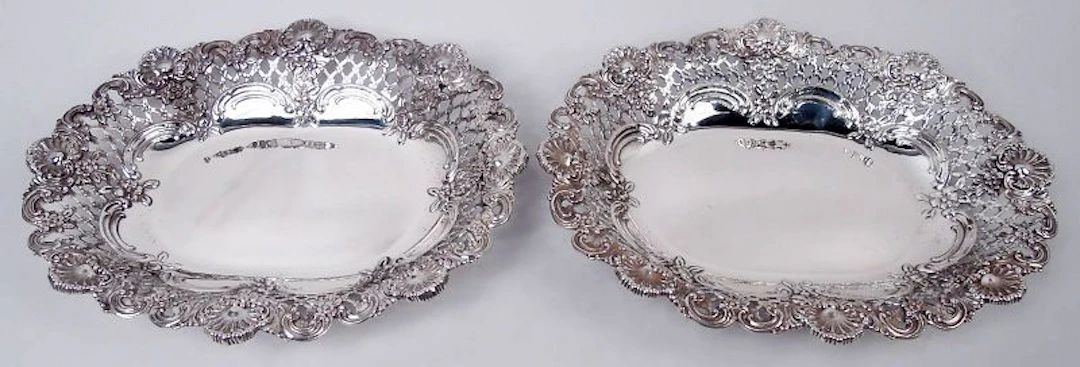 Pair of Antique Tiffany Victorian Classical Sterling Silver Bowls