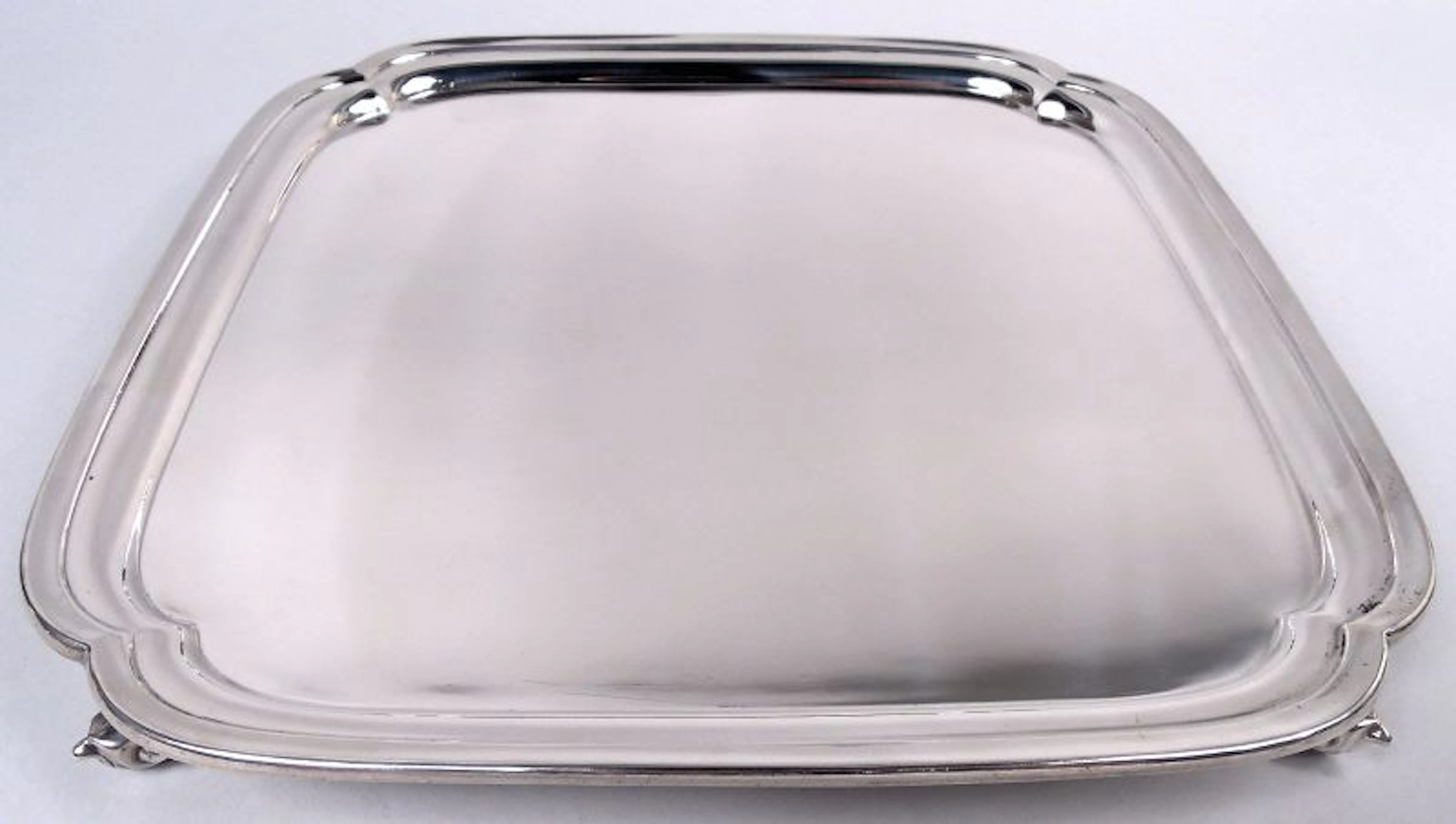 Traditional English Georgian Square Cartouche Salver Tray 1950
