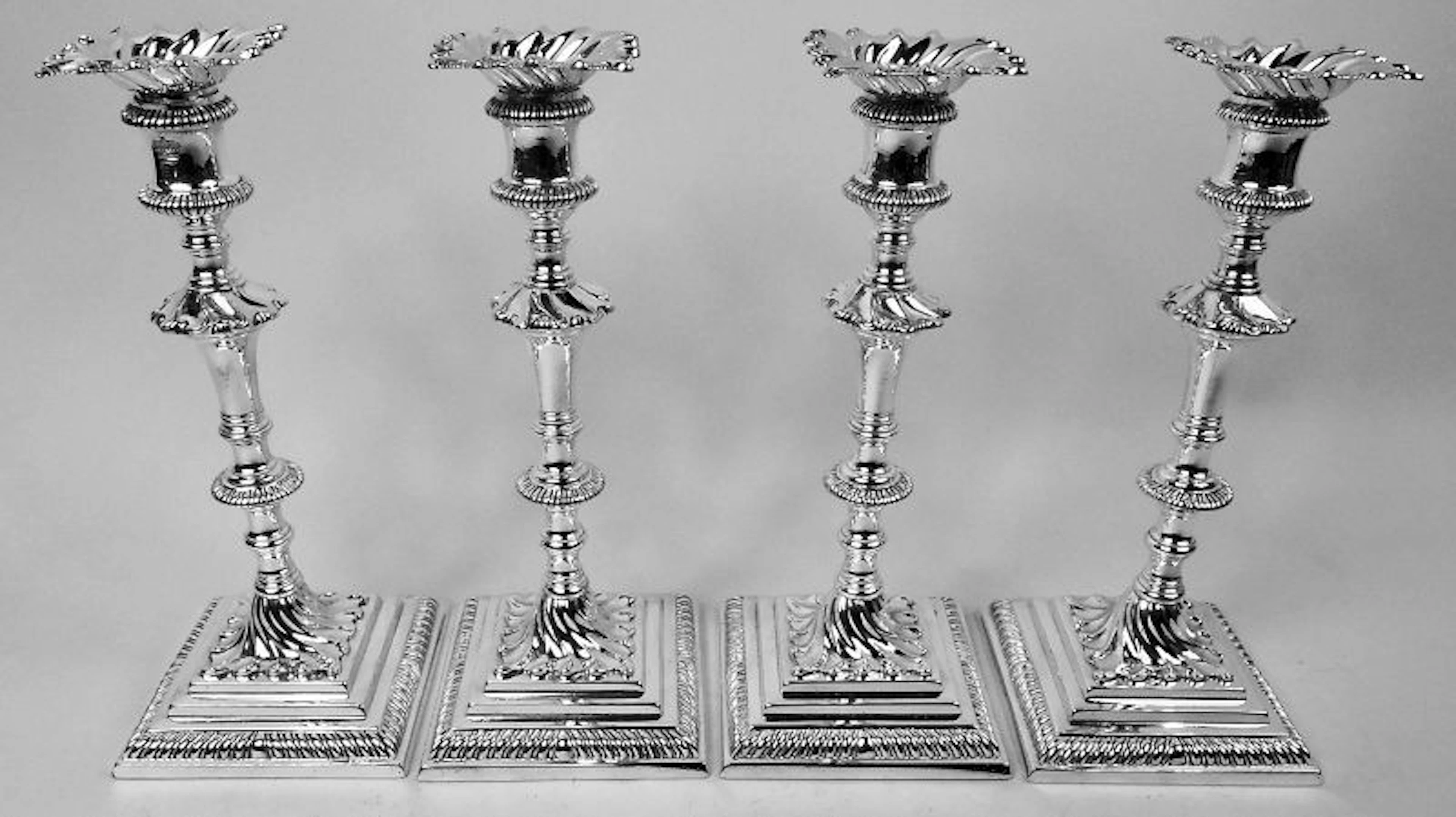 Set of 4 William Cafe English Georgian Candlesticks 1767