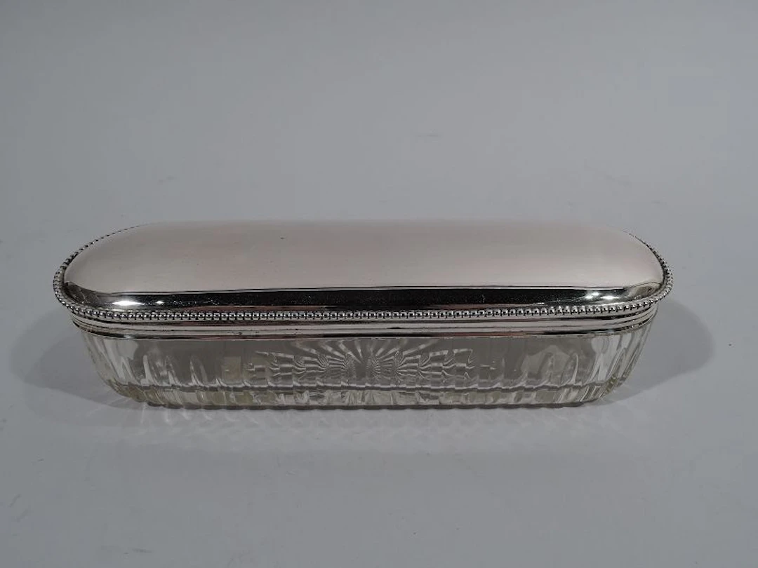 Antique Austrian Classical Silver and Glass Vanity Jar