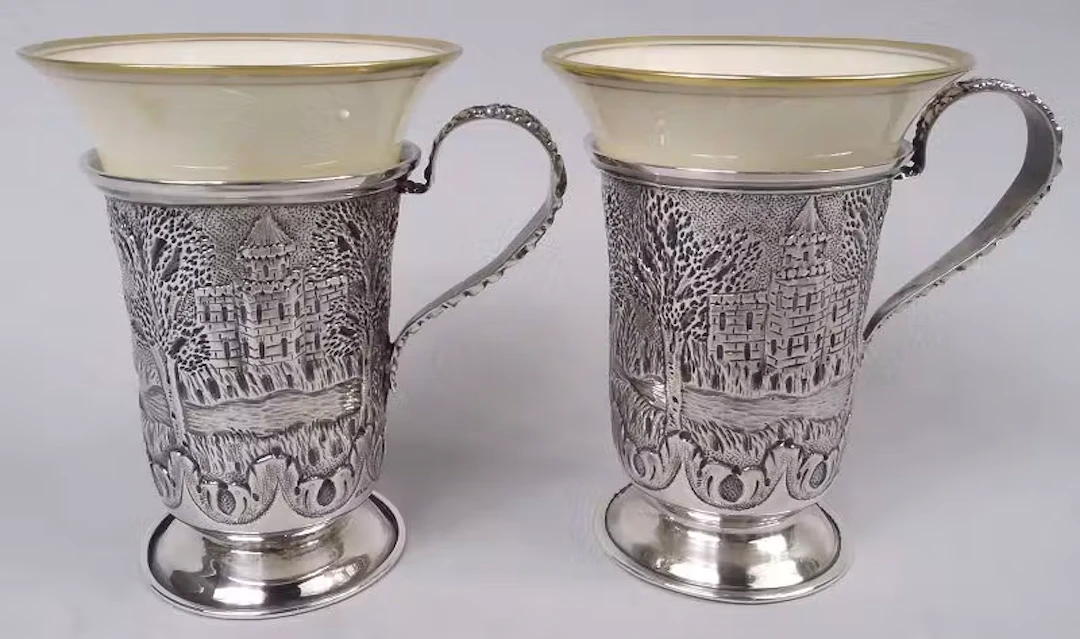 Schofield Baltimore Architectural Demitasse Holders with Lenox Cups