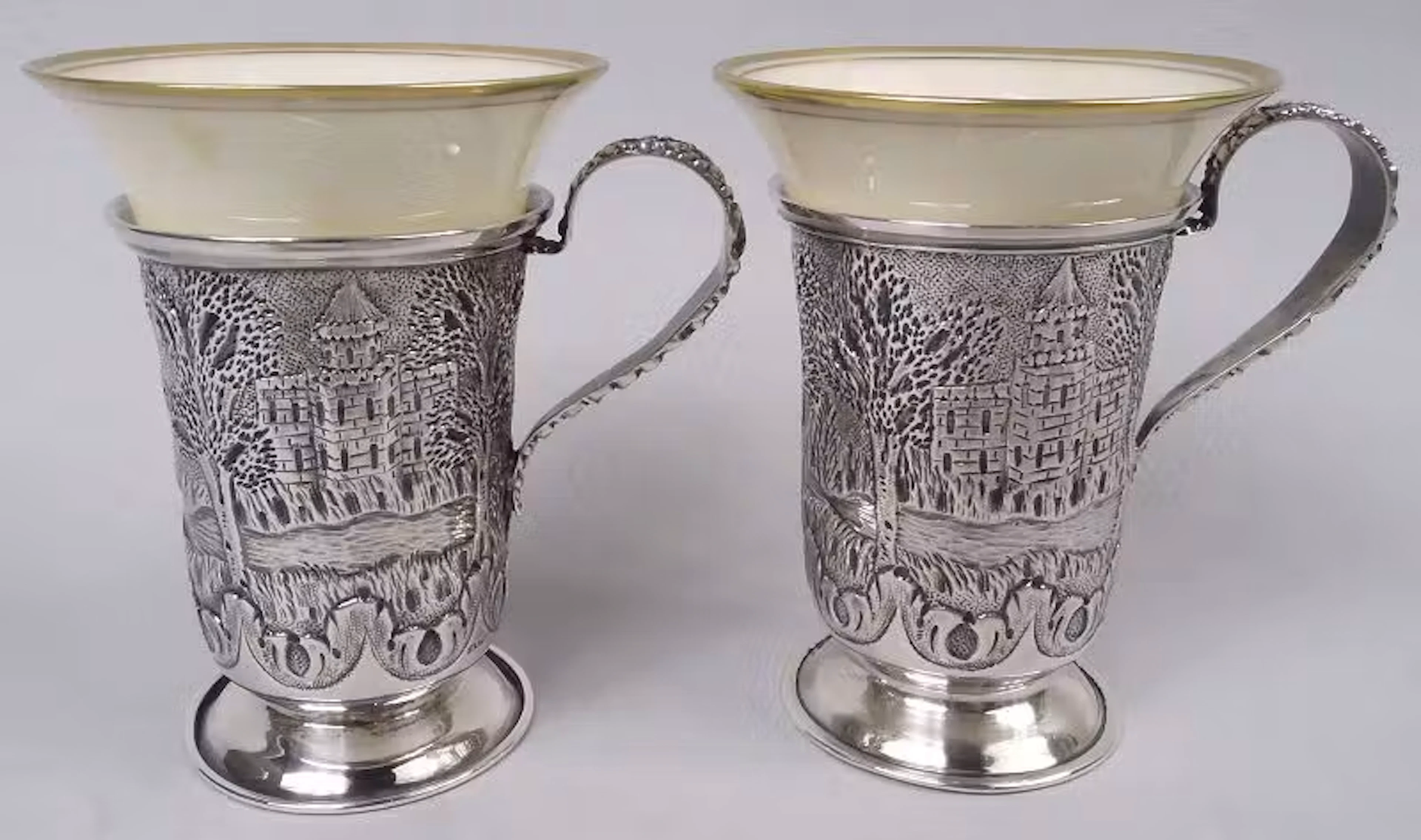 Schofield Baltimore Architectural Demitasse Holders with Lenox Cups