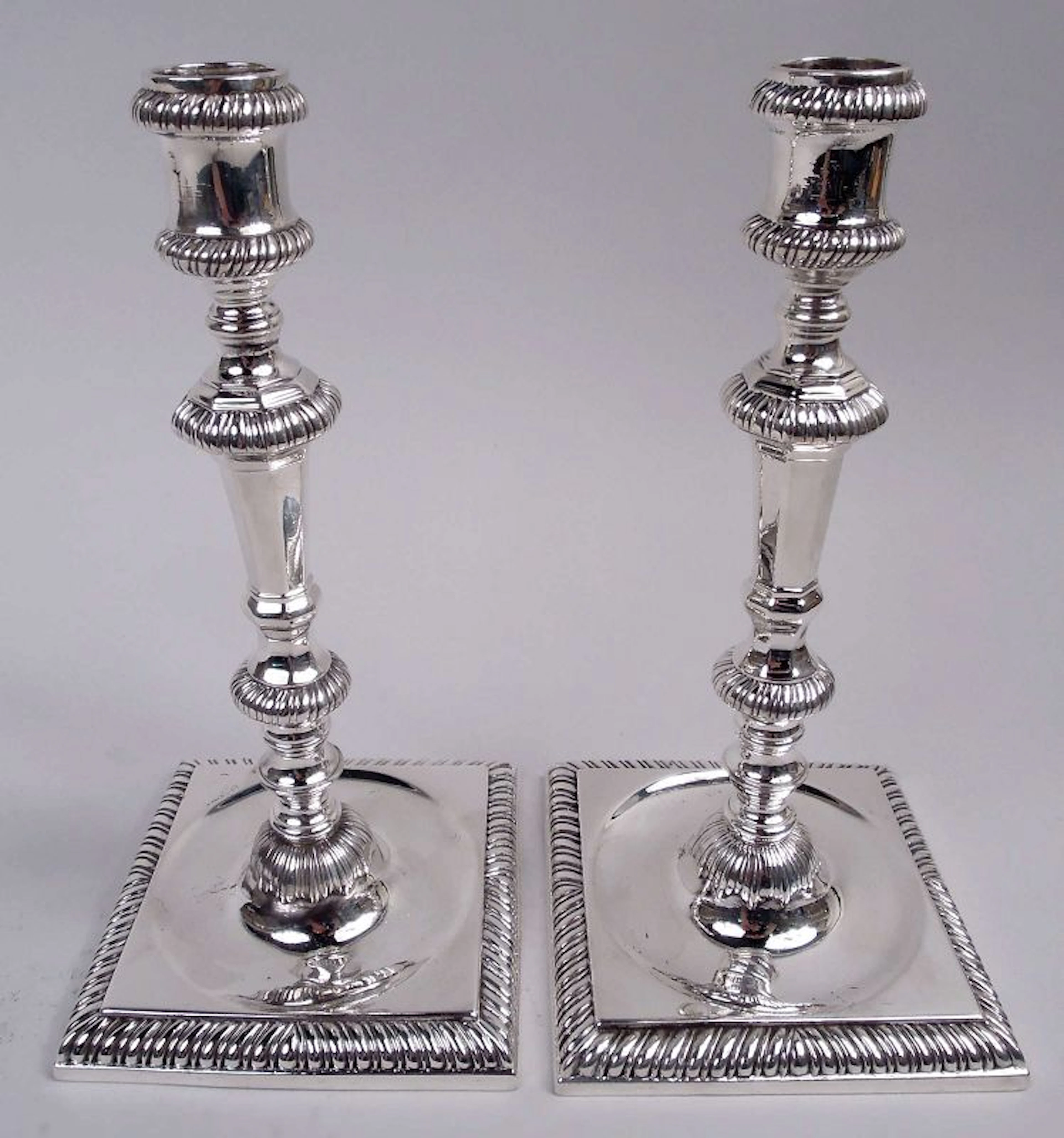 Pair of English Georgian Sterling Silver Candlesticks 1766