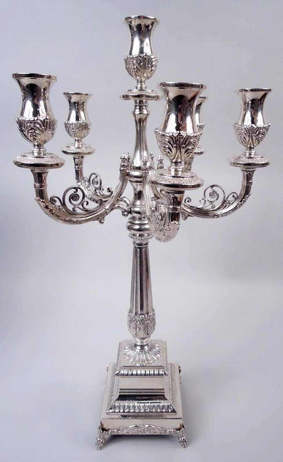 Traditional Neoclassical Sterling Silver 6-Light Candelabrum
