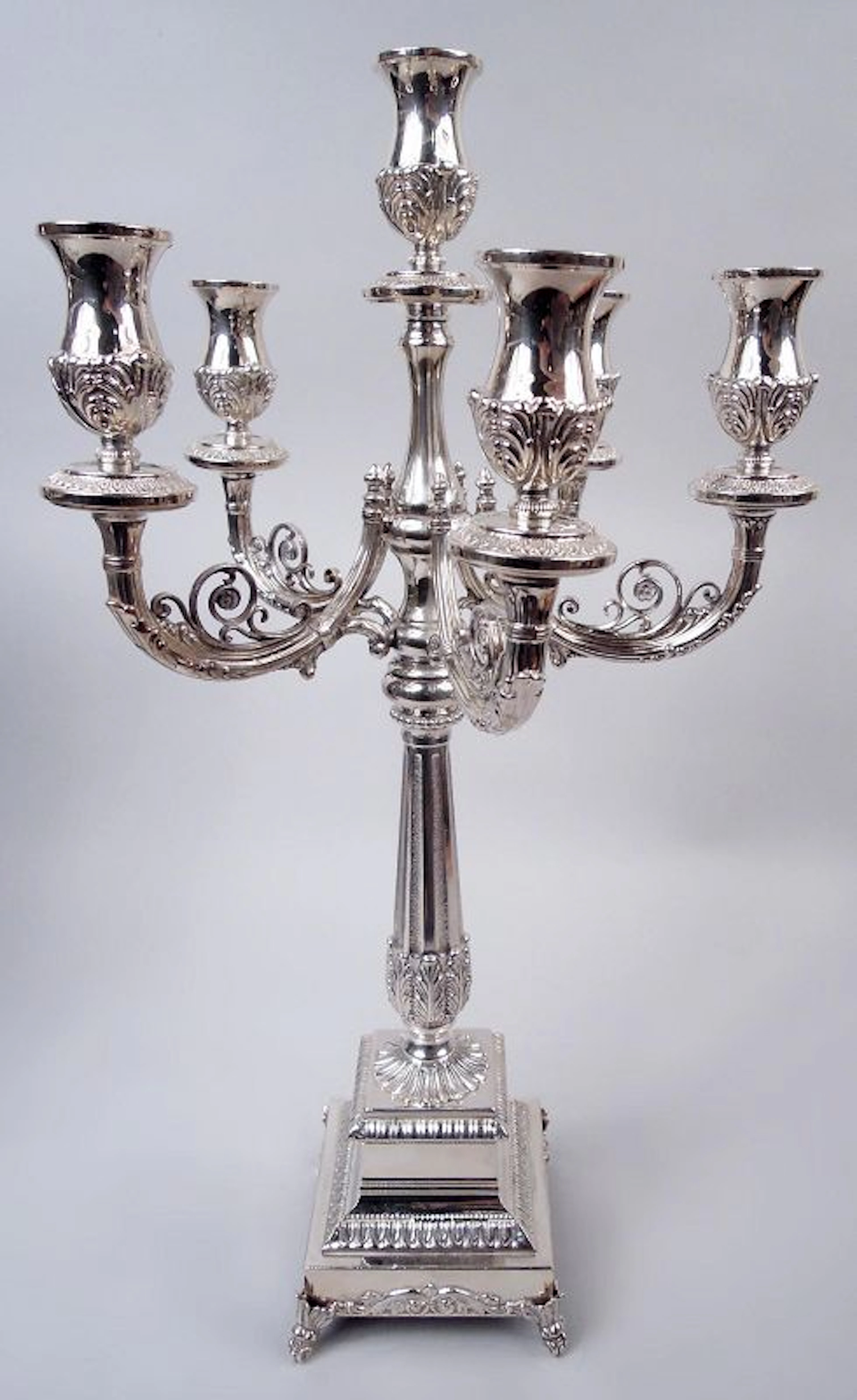 Traditional Neoclassical Sterling Silver 6-Light Candelabrum