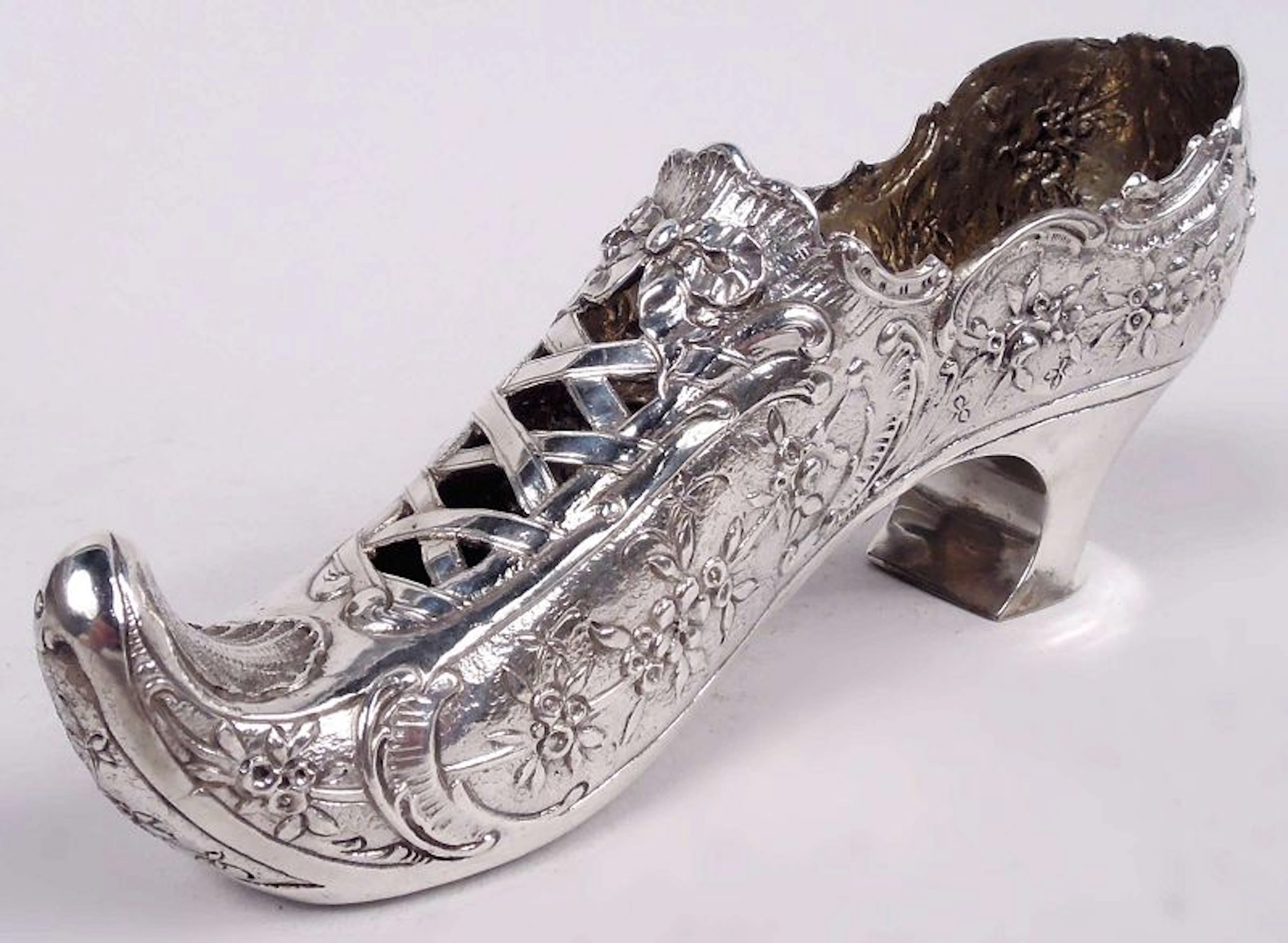 Antique German Rococo Silver Lady’s Shoe Ornament