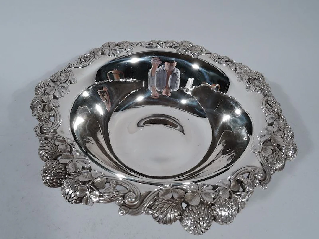 Tiffany Sterling Silver Bowl in Classic Clover Pattern C 1898