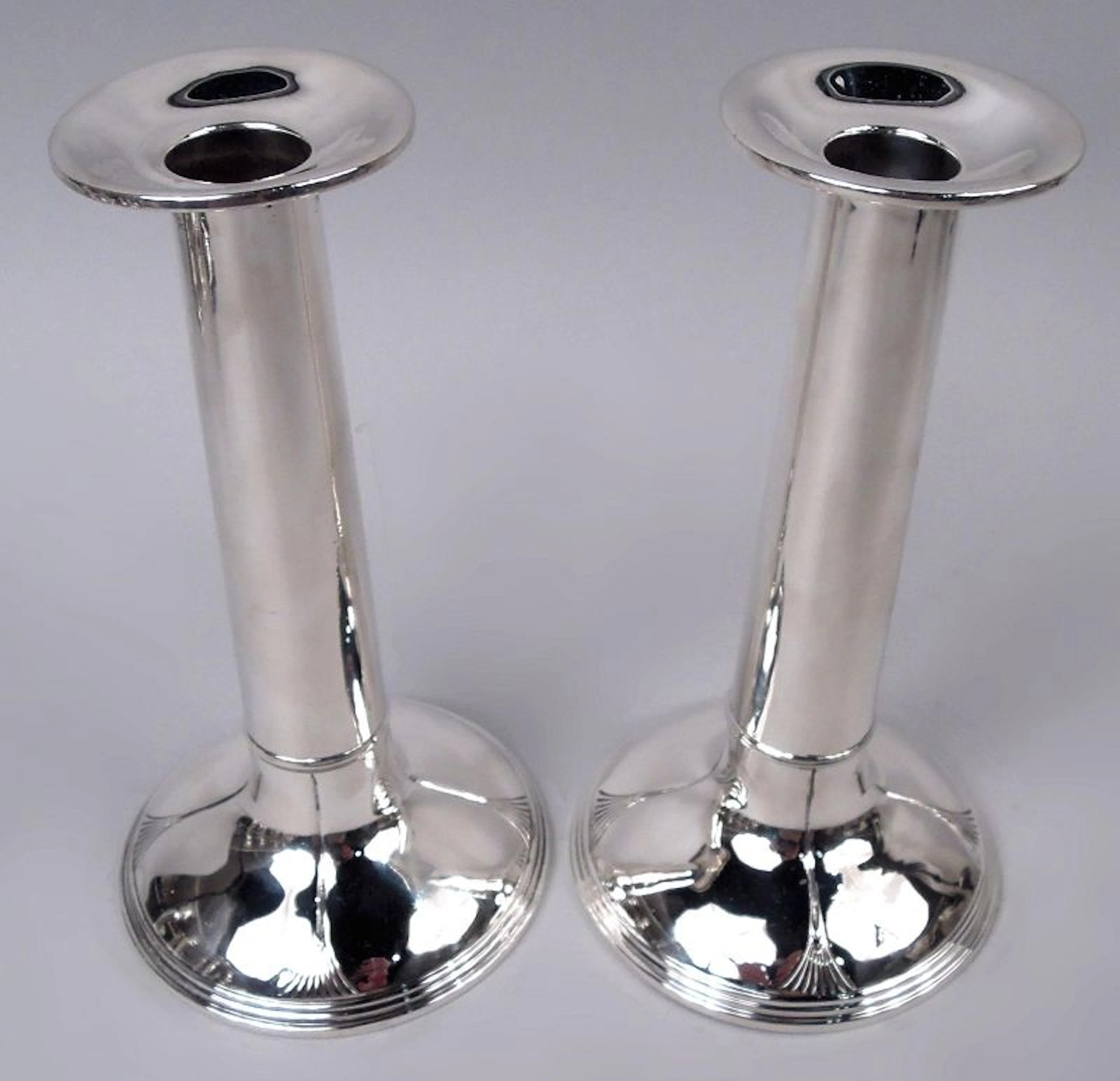 Pair of International American Art Deco Sterling Silver Candlesticks