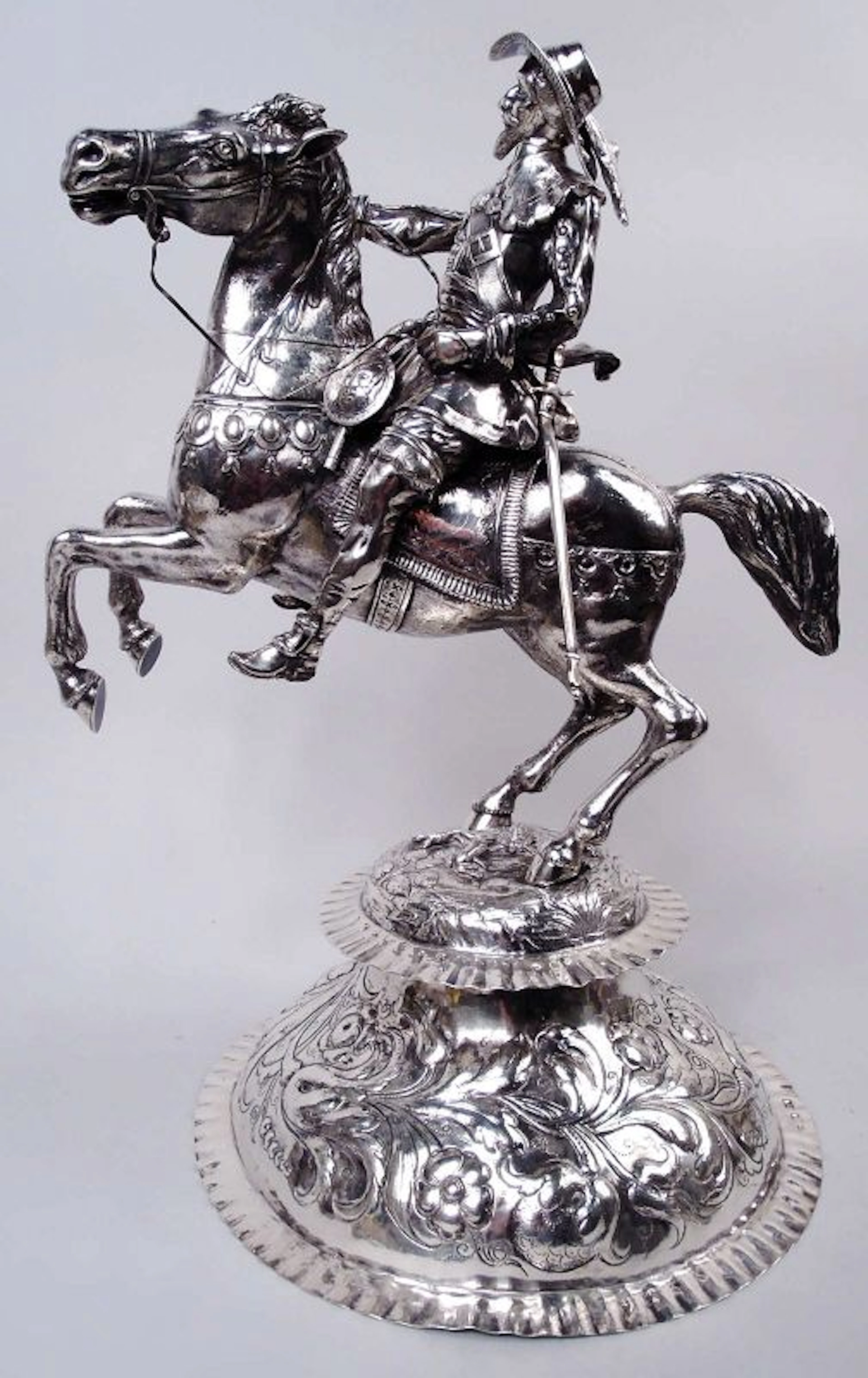Antique German Hanau Van Dyck-Style Charles I Equestrian Figural Box
