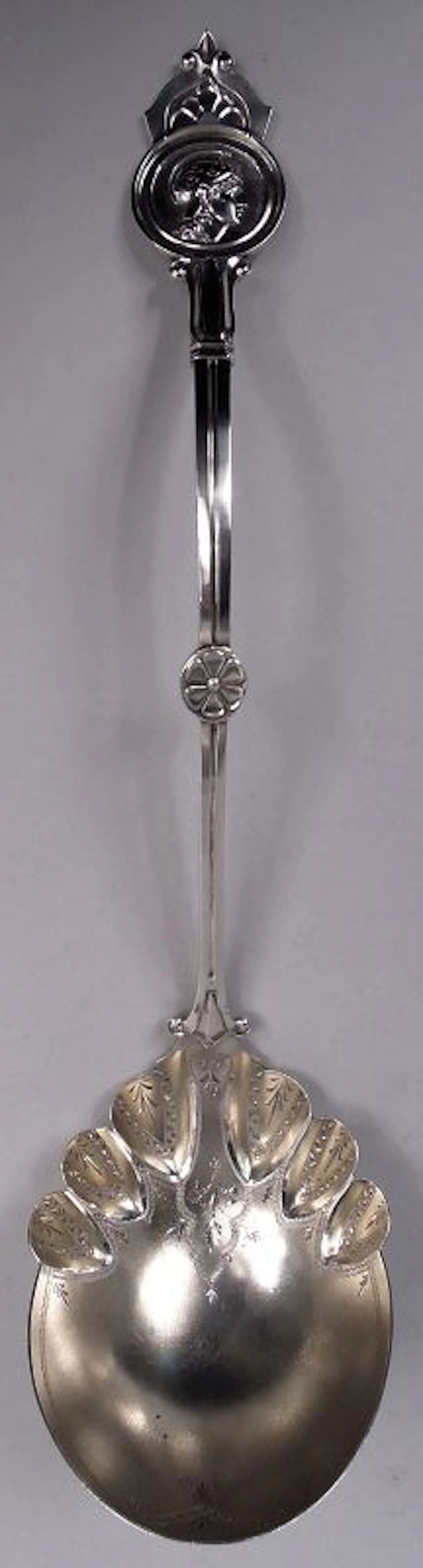 Rare Schulz & Fischer San Francisco Medallion Coin Silver Soup Ladle