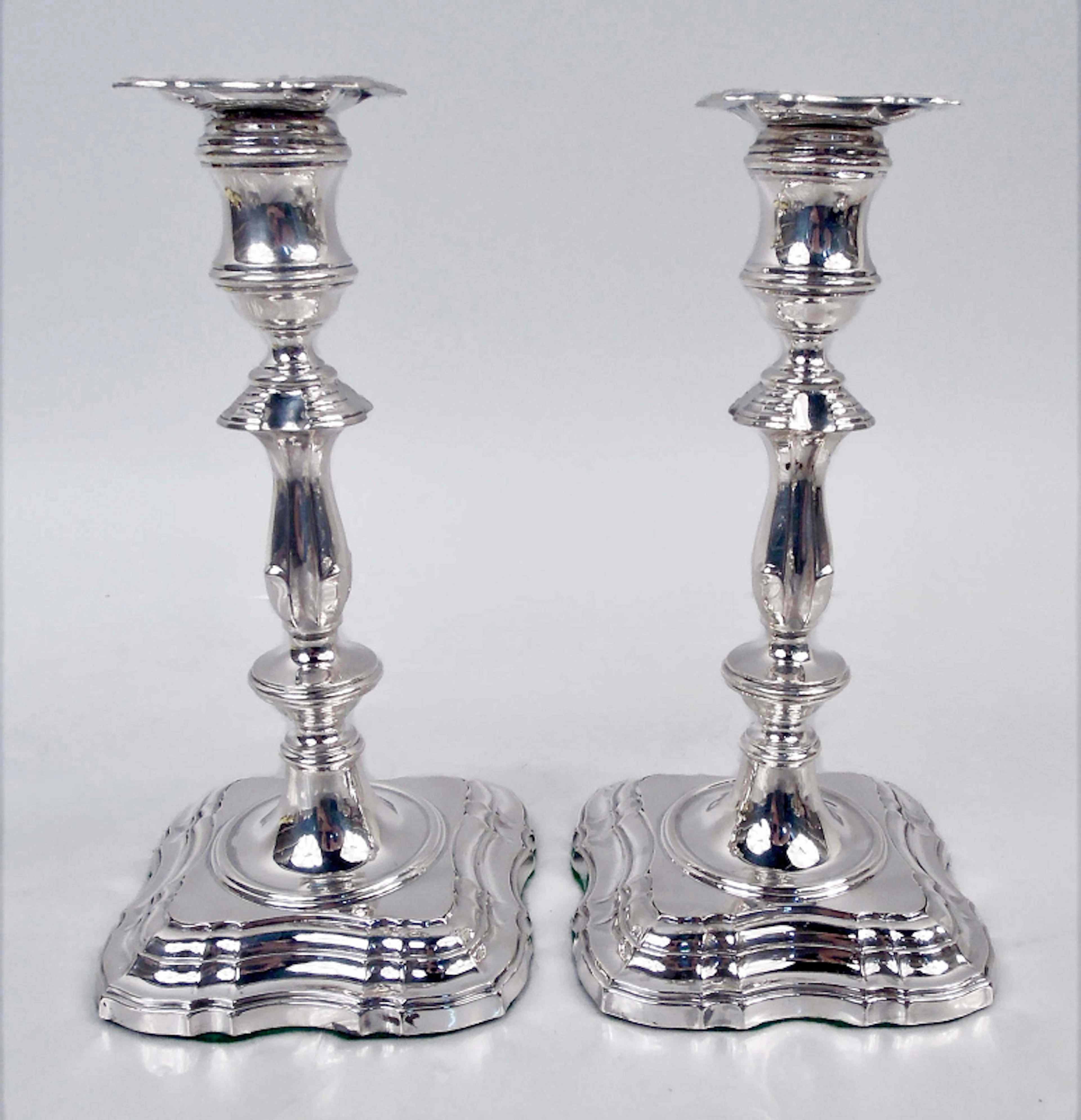 Pair of Antique English Edwardian Georgian 8-Inch Candlesticks 1904