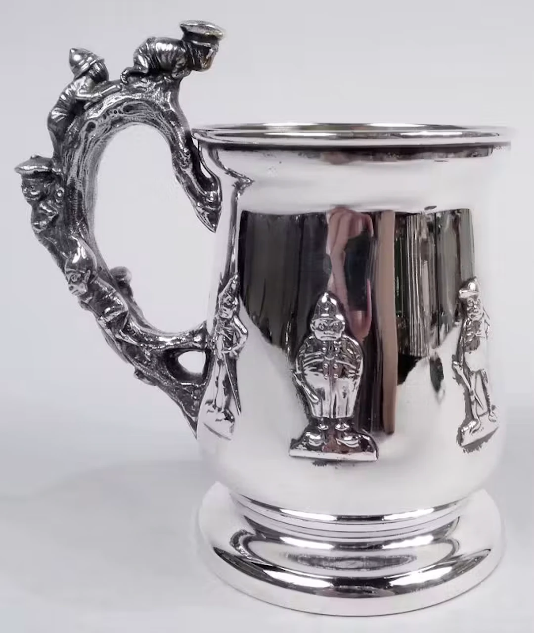 American Edwardian Sterling Silver Baby Cup with Boys Behaving Badly