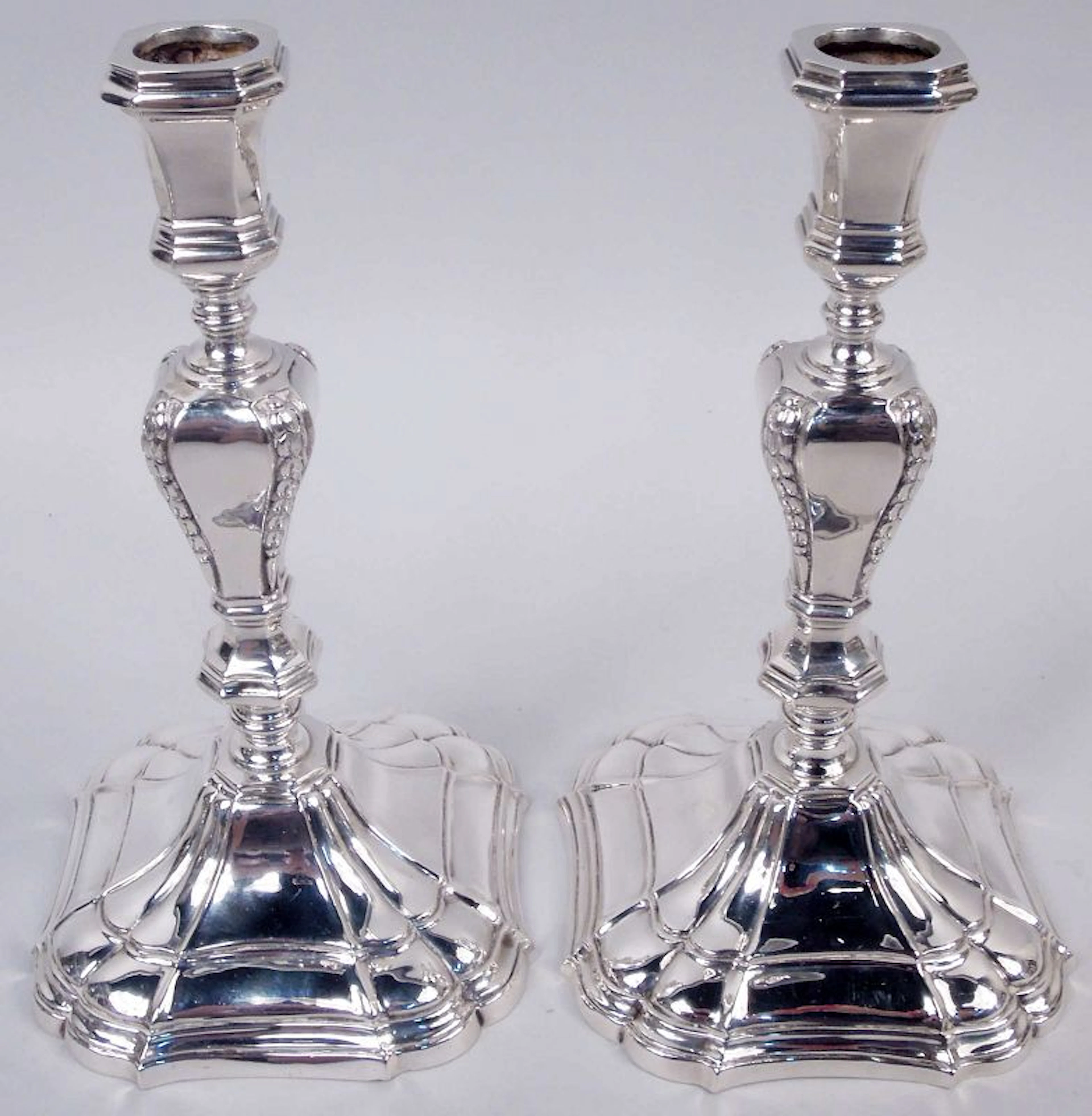 Pair of Asprey English Thatcher-Era Georgian Candlesticks 1988