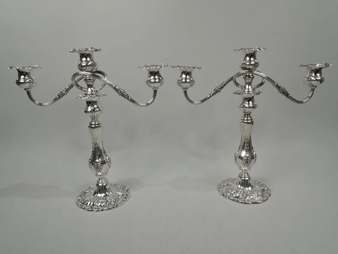 Pair of Reed & Barton Francis I Sterling Silver 3-Light Candelabra