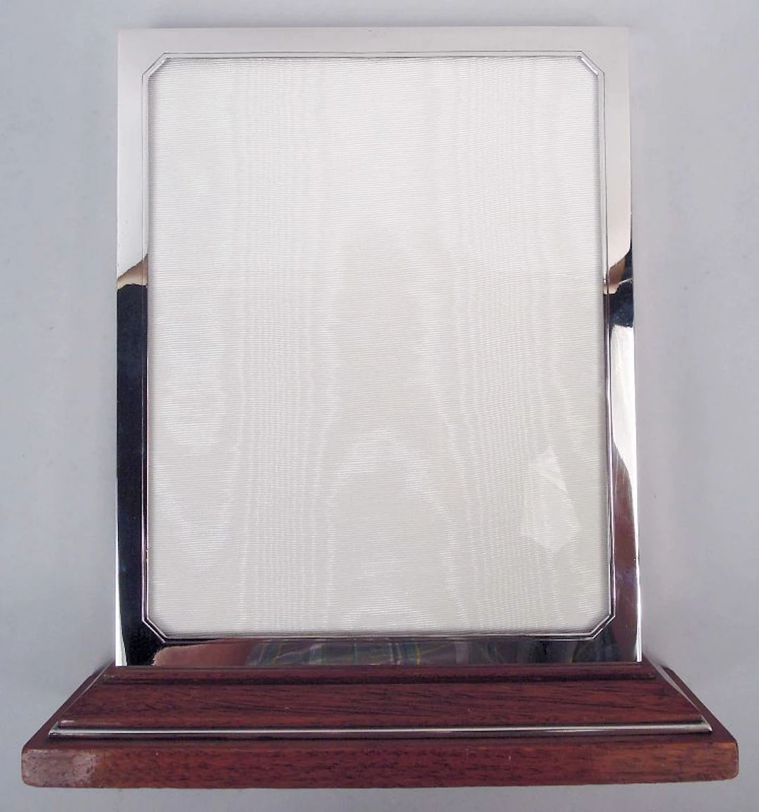Striking Tiffany Modern Sterling Silver Picture Frame on Wood Base