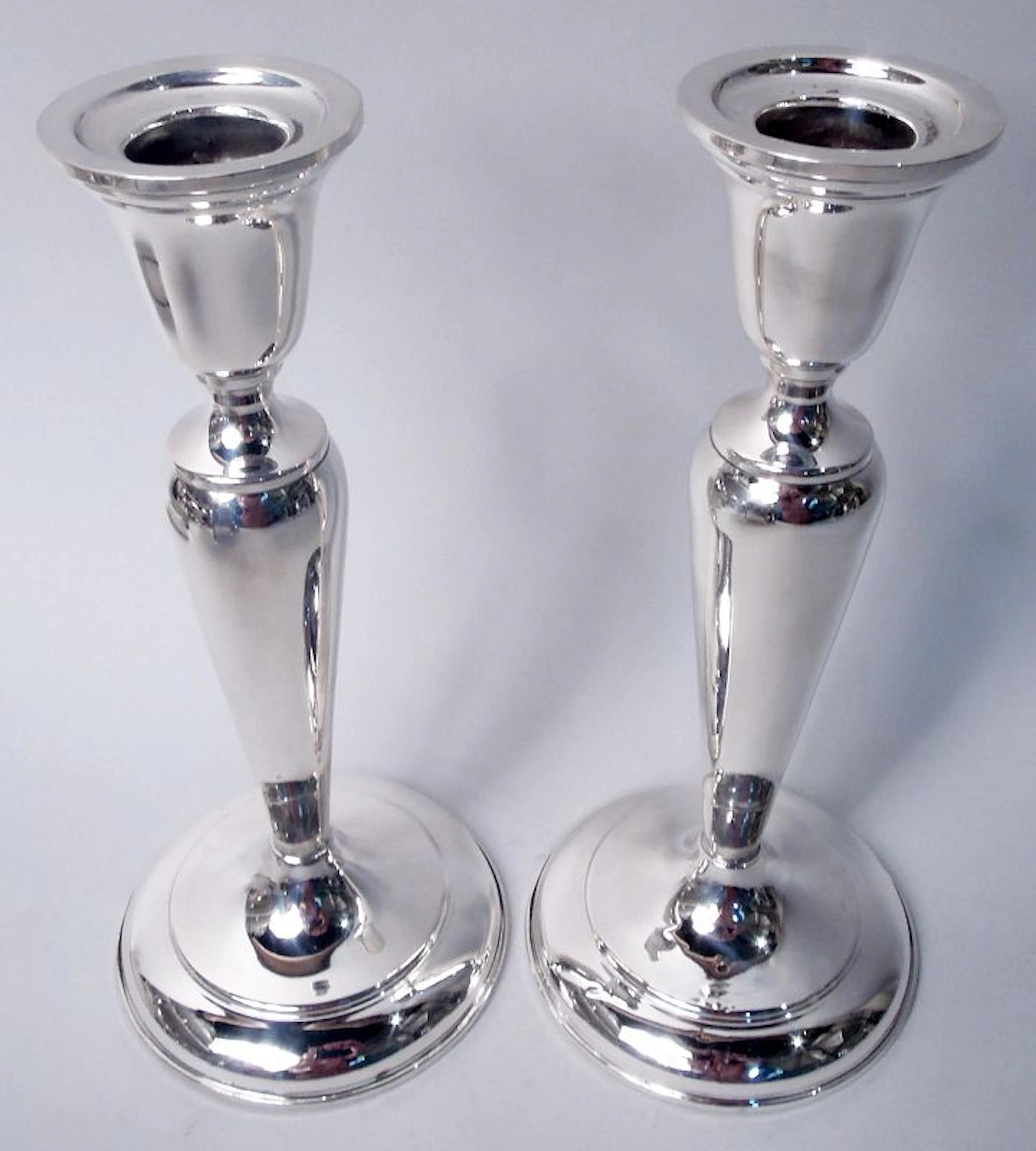 Pair of Cartier Traditional Colonial Sterling Silver Candlesticks