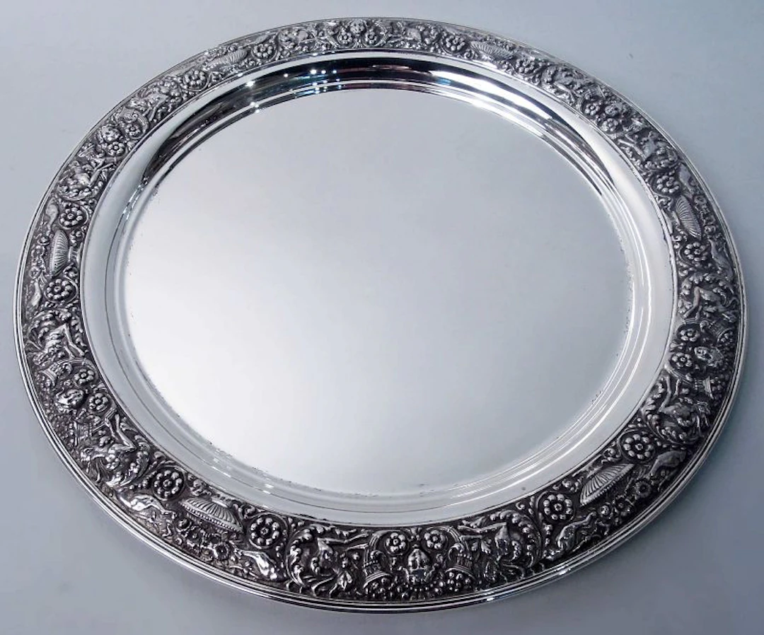 Tiffany Sterling Silver Tray in Historic Beaux-Arts Olympian Pattern