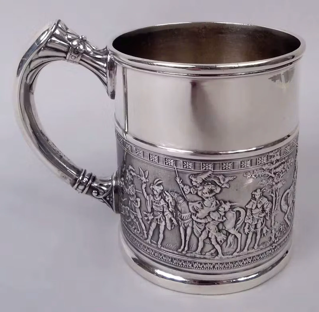 Gorham Victorian Baby Cup with Renaissance Hunt Frieze 1886